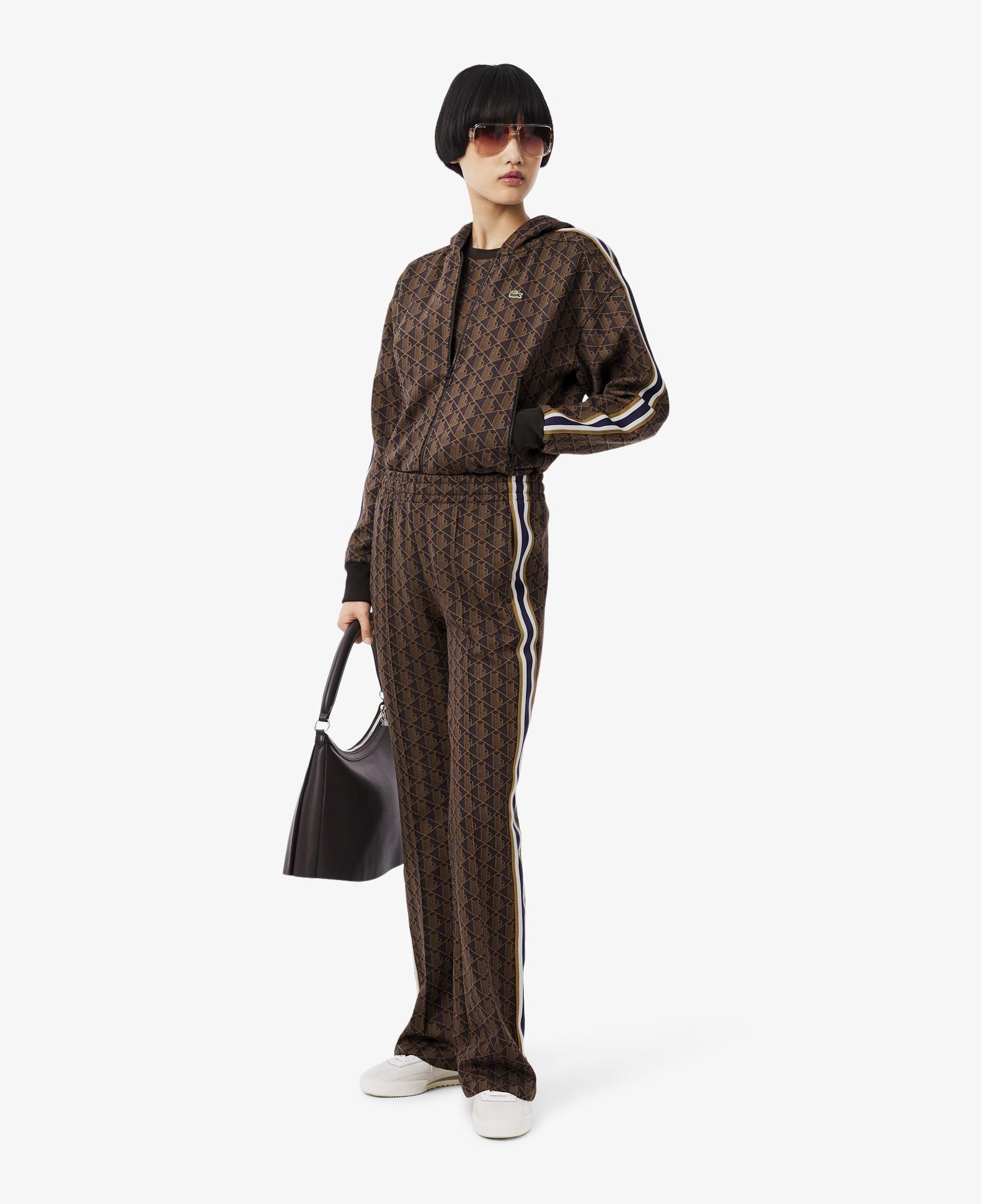 Lacoste Kadın Flare Fit Monogram Kahverengi Eşofman Altı