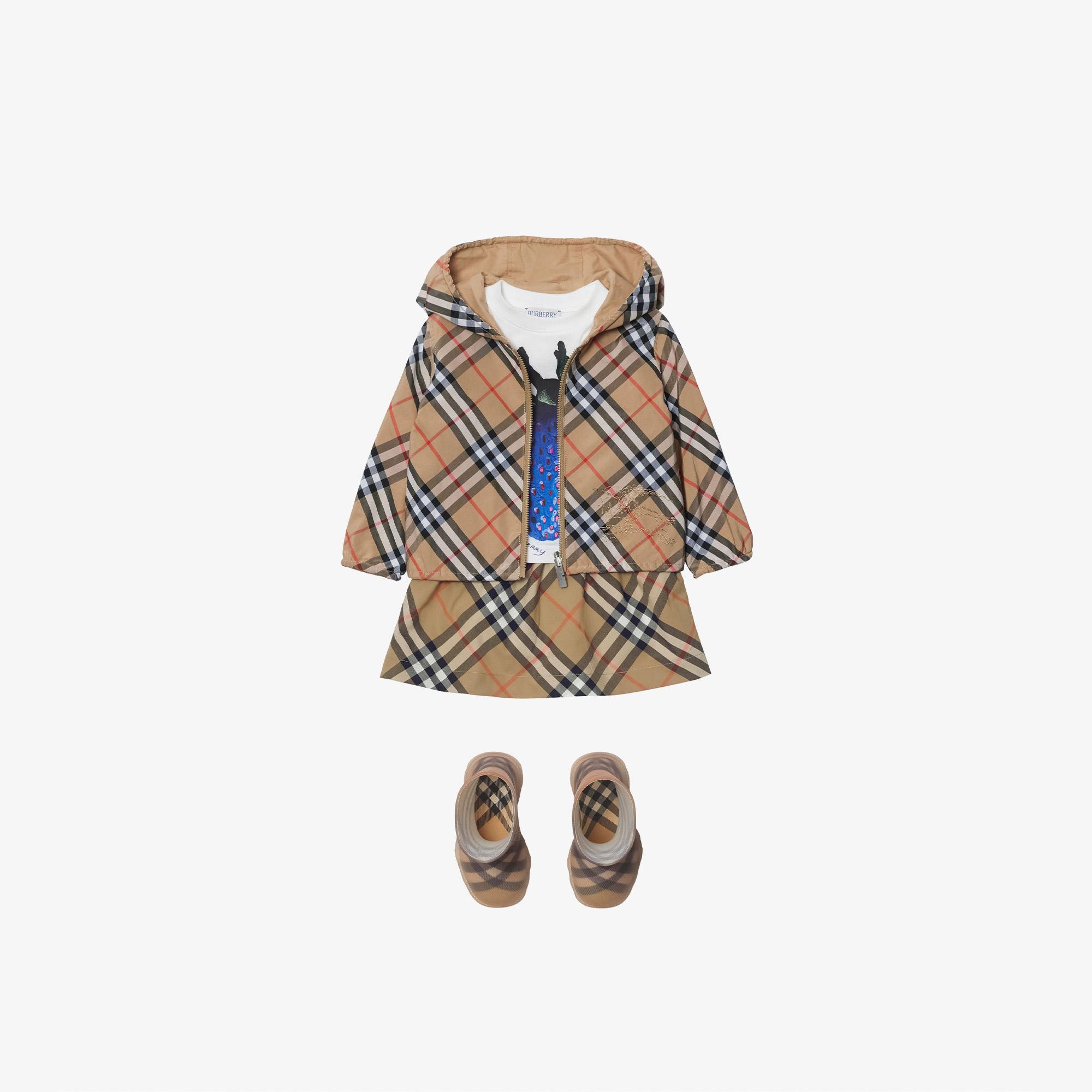 Burberry Reversible Check Pamuk Karışımlı Çocuk Bej Ceket