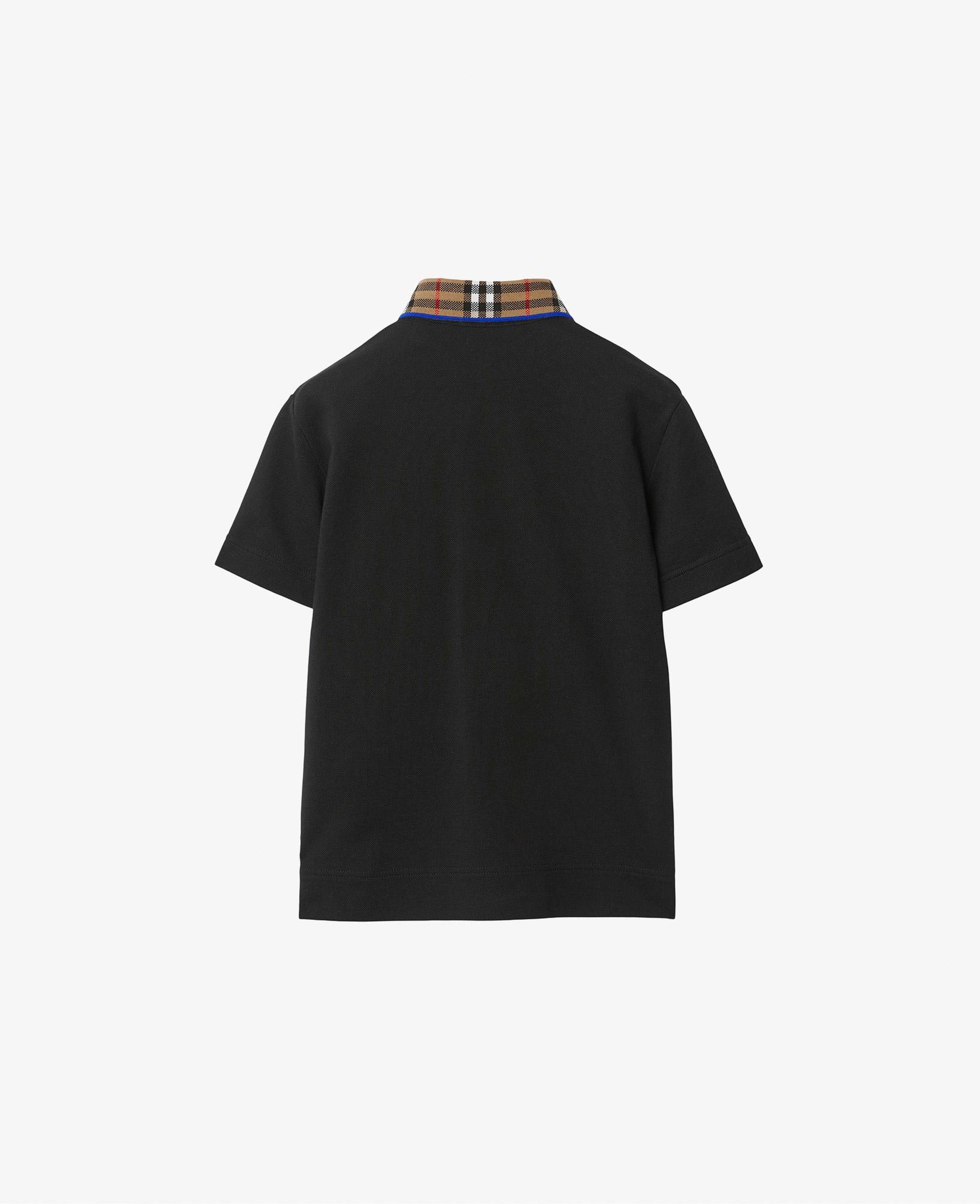 Burberry Check Yaka Detaylı Pamuklu Çocuk Siyah Polo