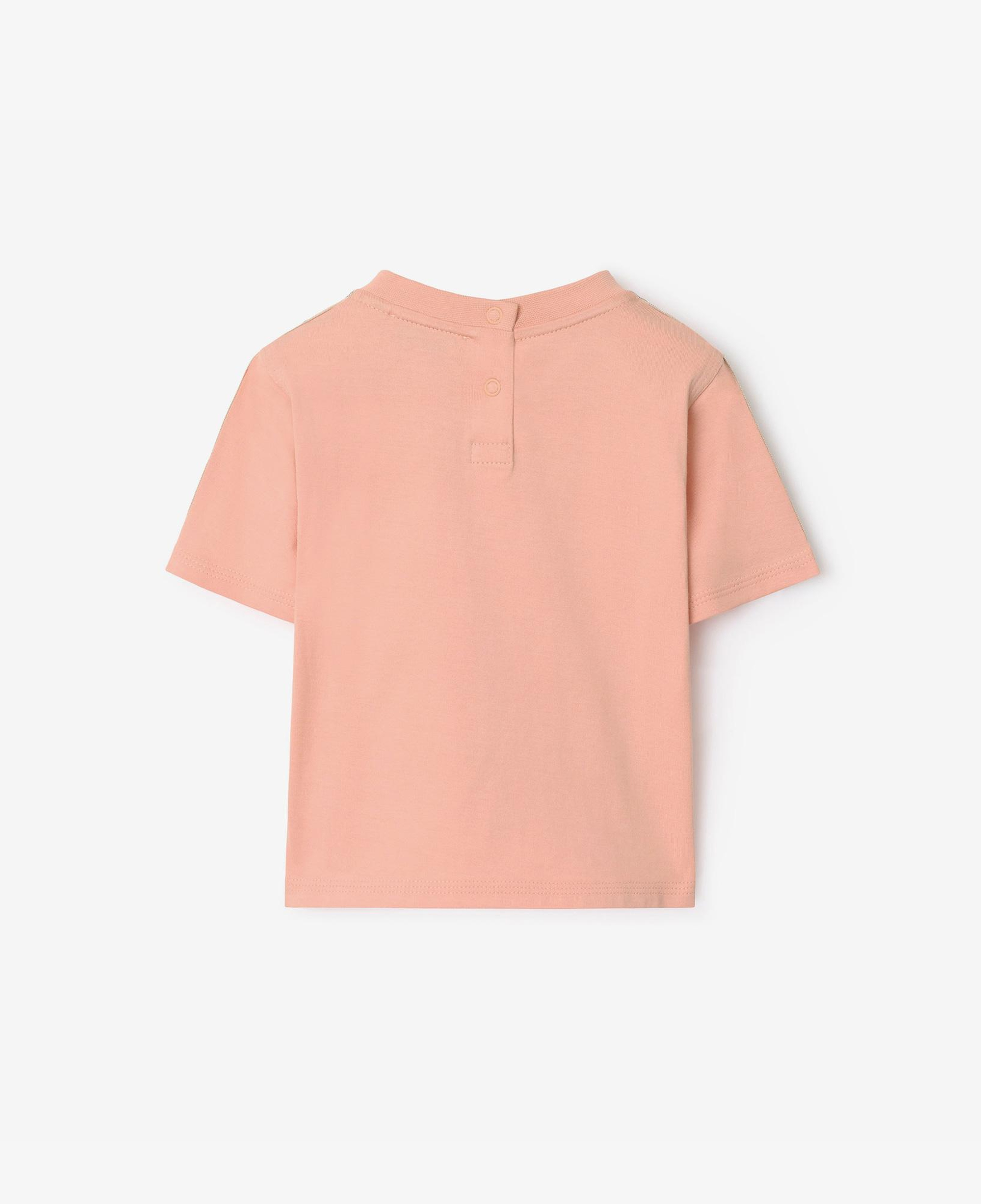 Burberry Cedar Check Trim Cotton Çocuk Pembe T-Shirt