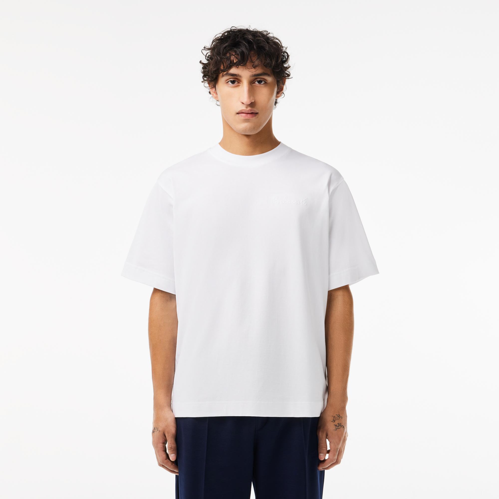 Lacoste Erkek Oversize Fit Bisiklet Yaka Beyaz T-Shirt