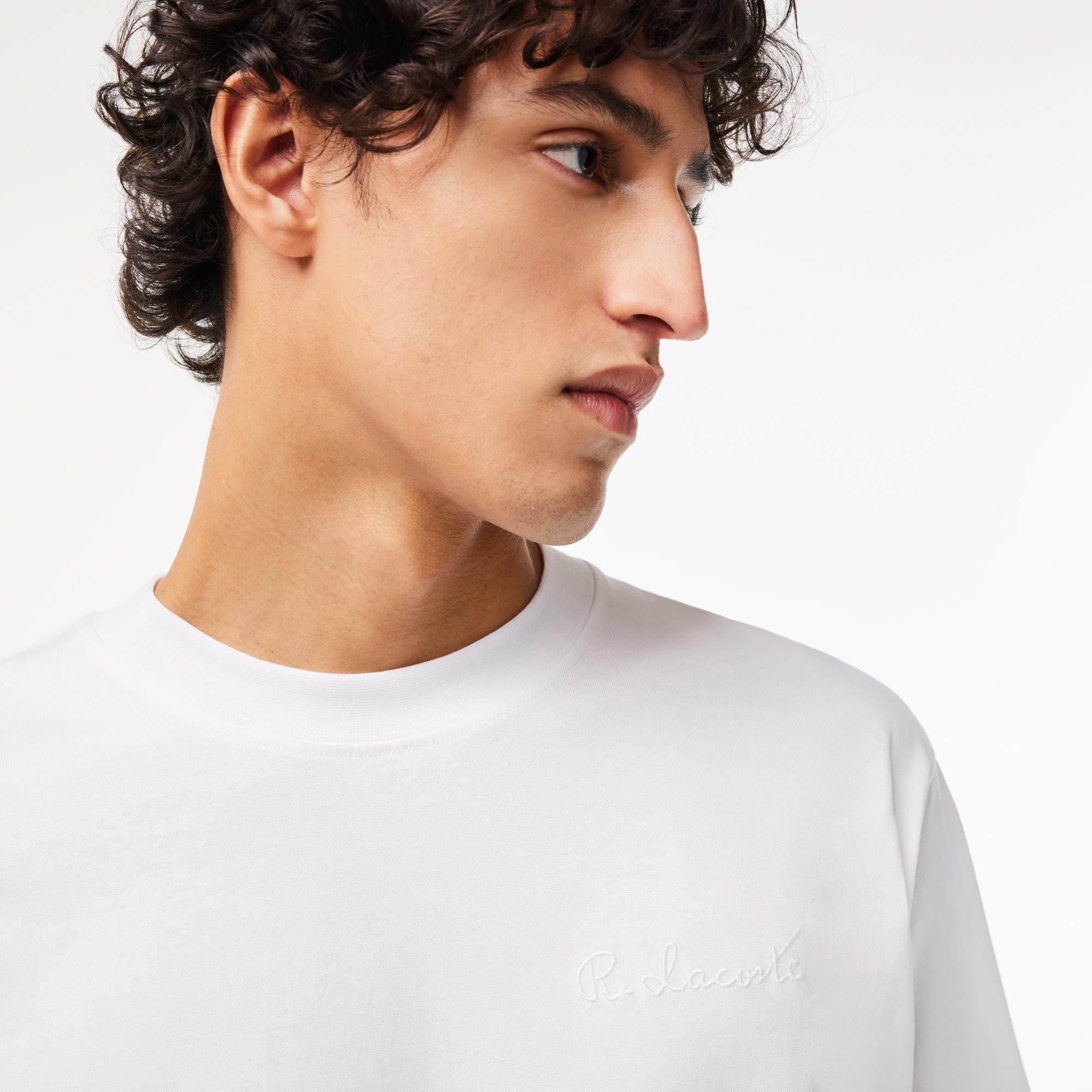 Lacoste Erkek Oversize Fit Bisiklet Yaka Beyaz T-Shirt