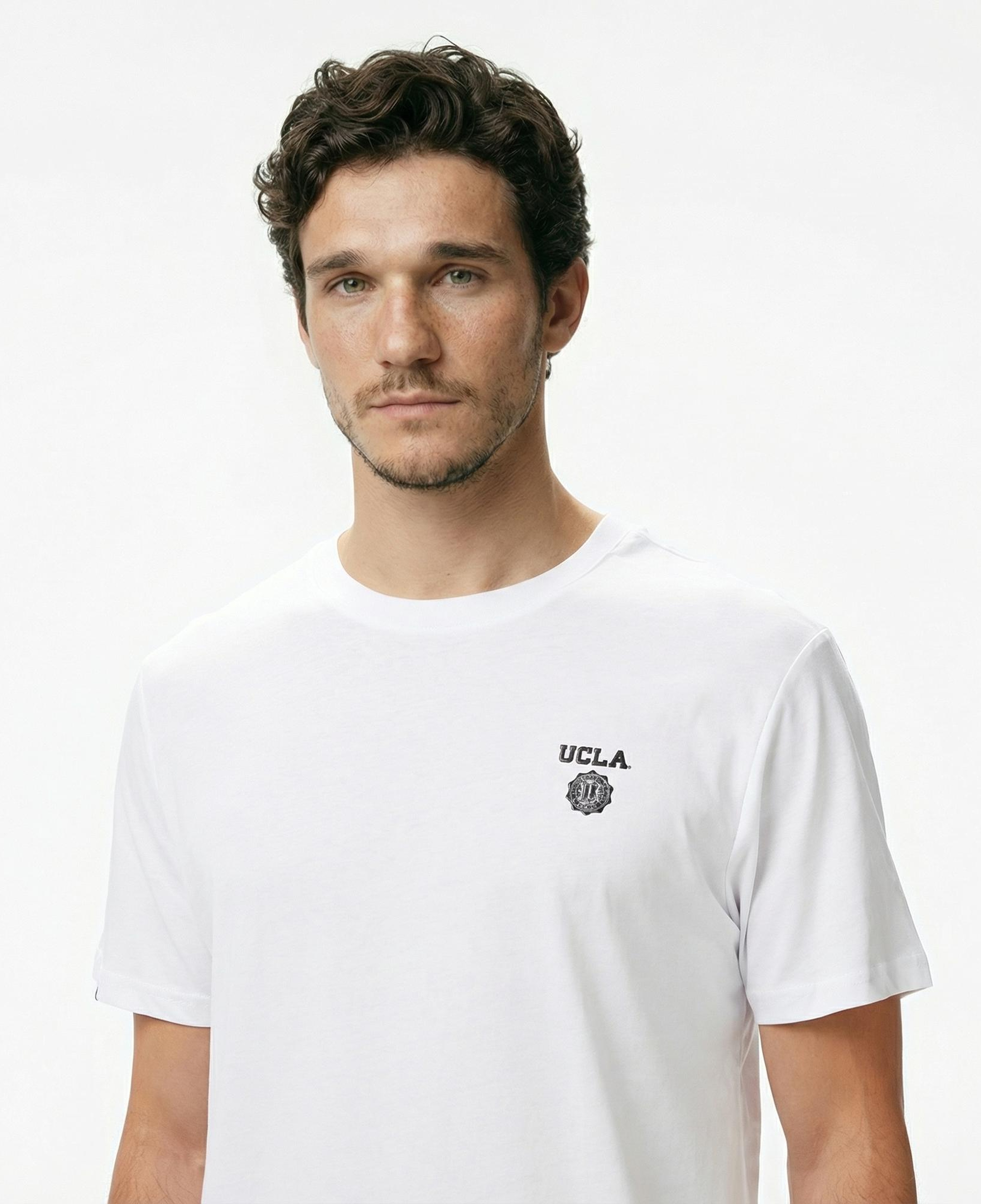 Ucla Bass Erkek Beyaz Bisiklet Yaka T-shirt