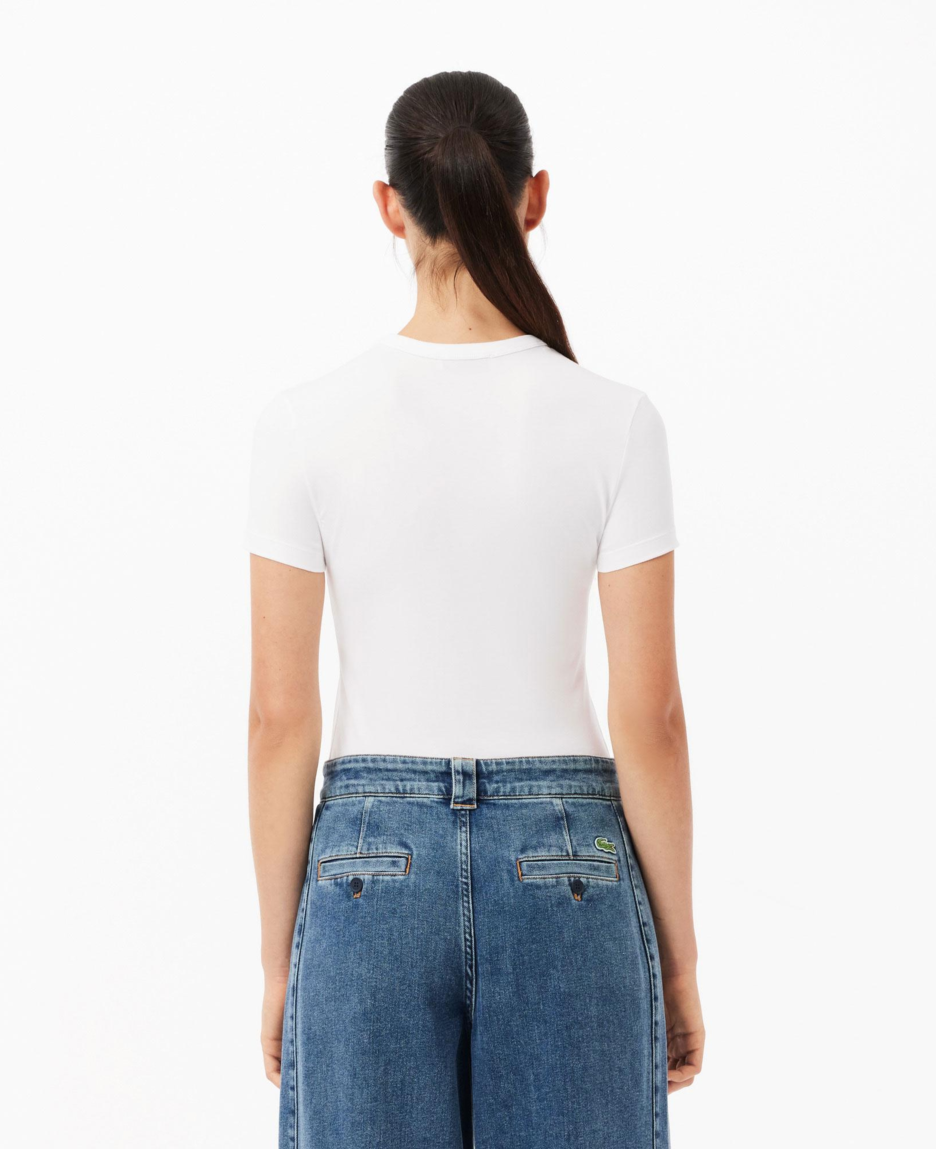 Lacoste Kadın Slim Fit Bisiklet Yaka Beyaz T-Shirt