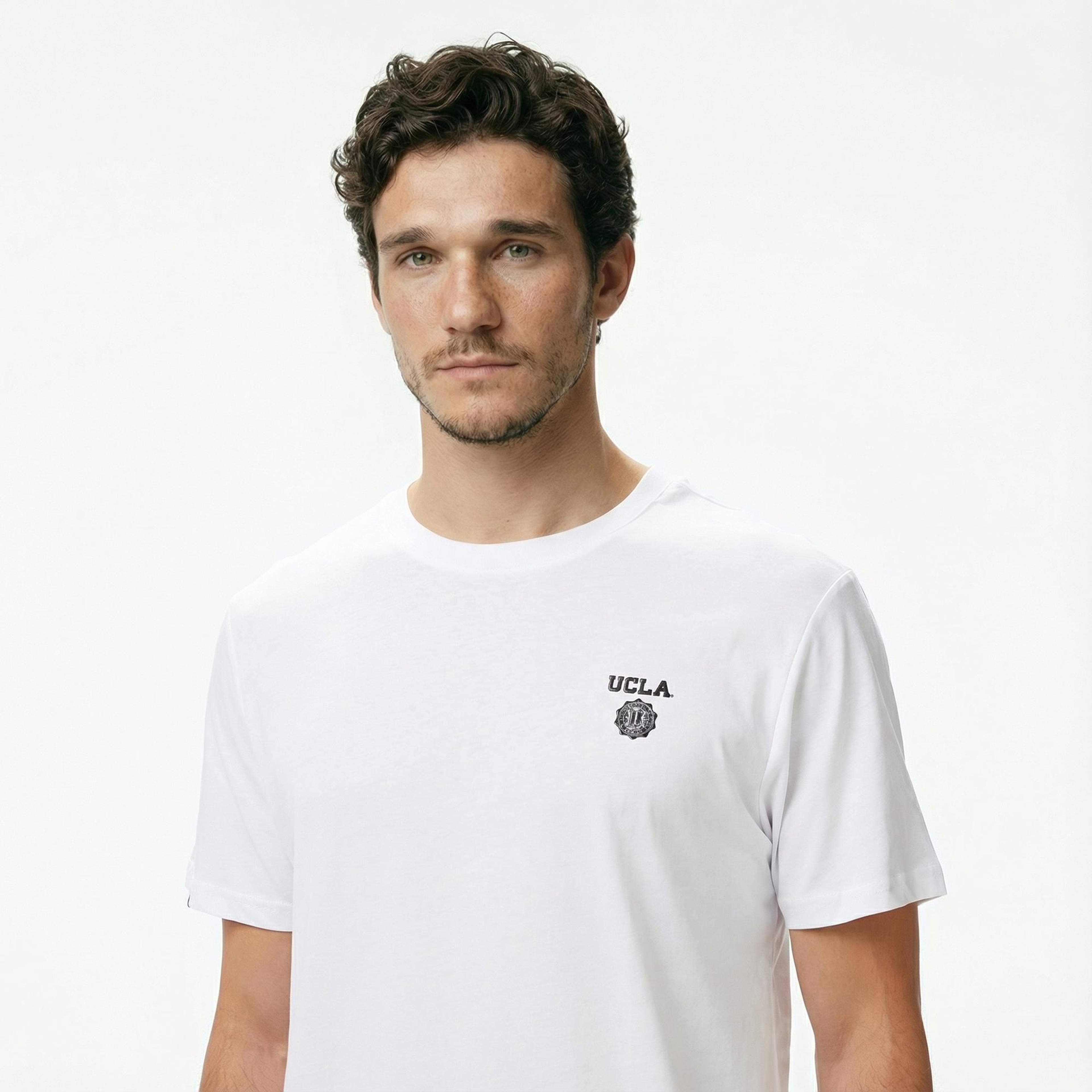 Ucla Bass Erkek Beyaz Bisiklet Yaka T-shirt