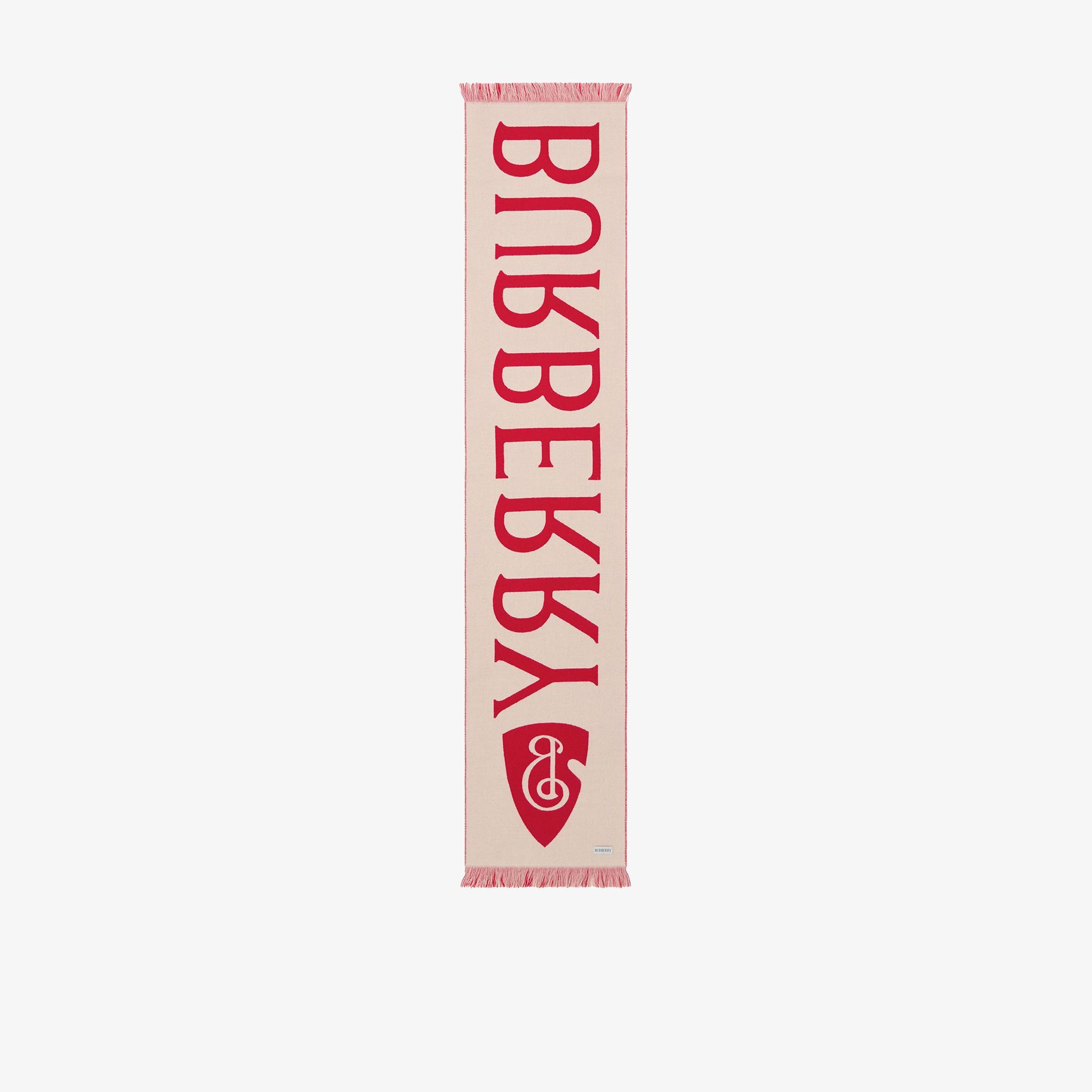 Burberry Text Logo Wool Kadın Kırmızı Atkı