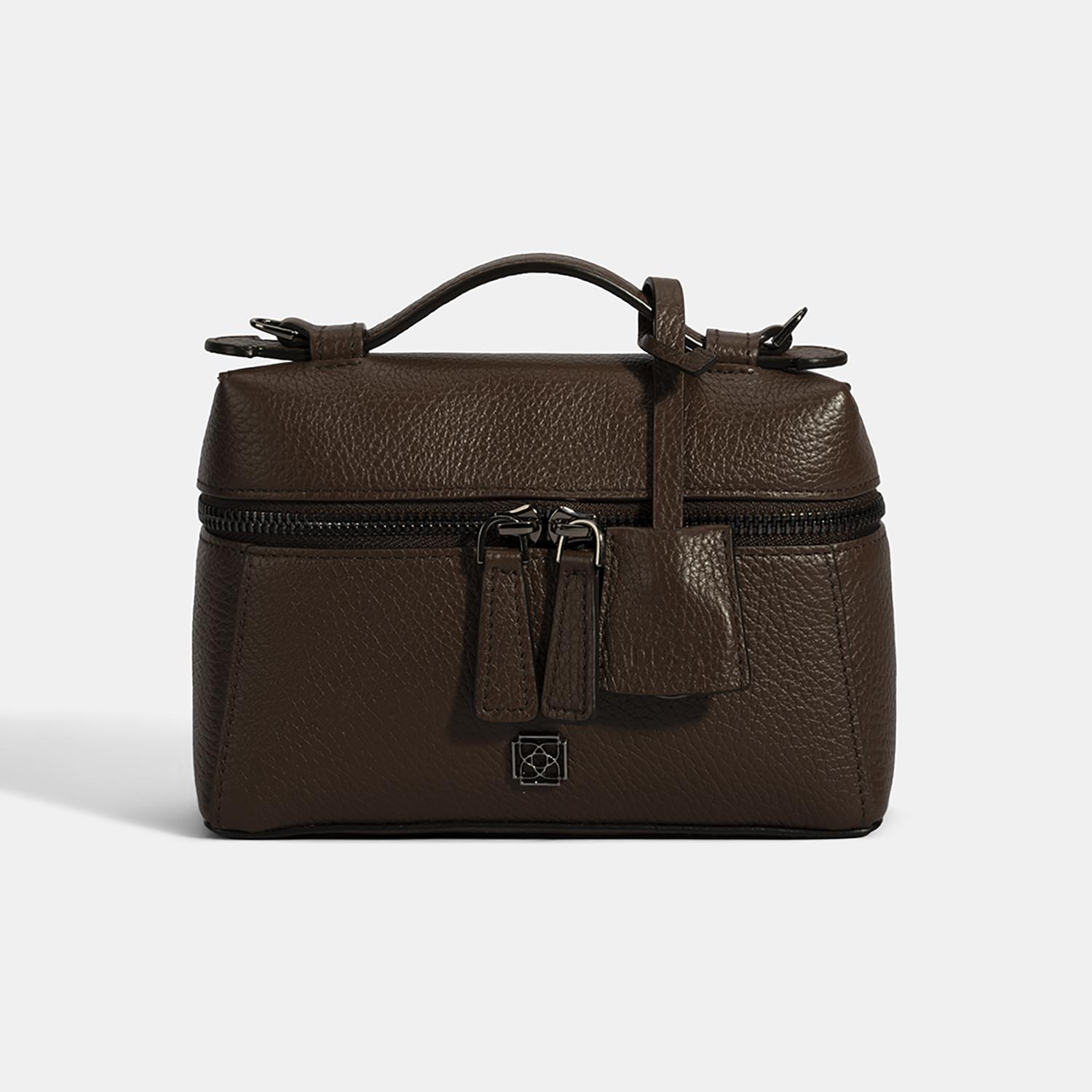 Kadın Koyu Kahve Omuz Askılı Mini Deri El Çantası