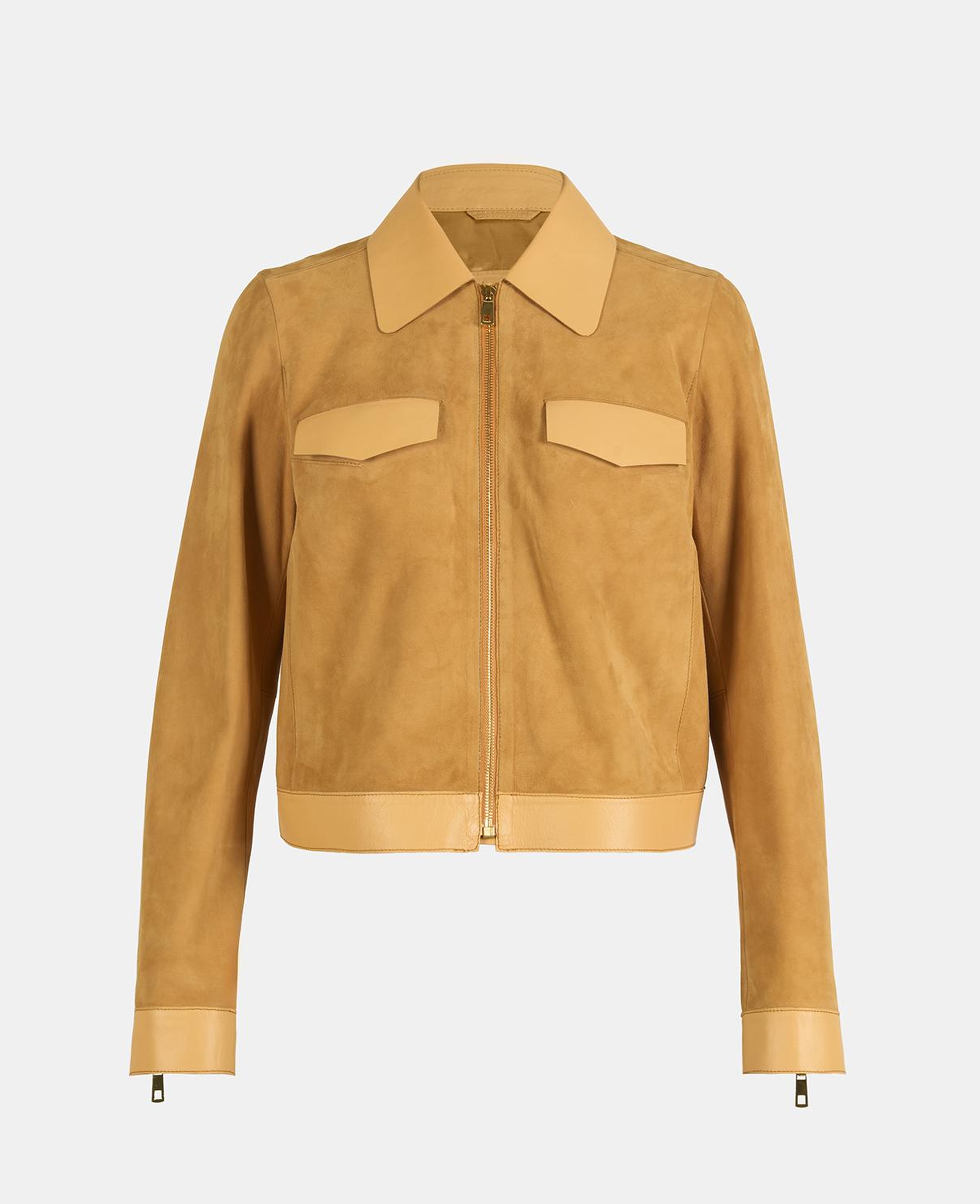 Limited Edition Kadın Turuncu Deri Detaylı Fermuarlı Süet Ceket