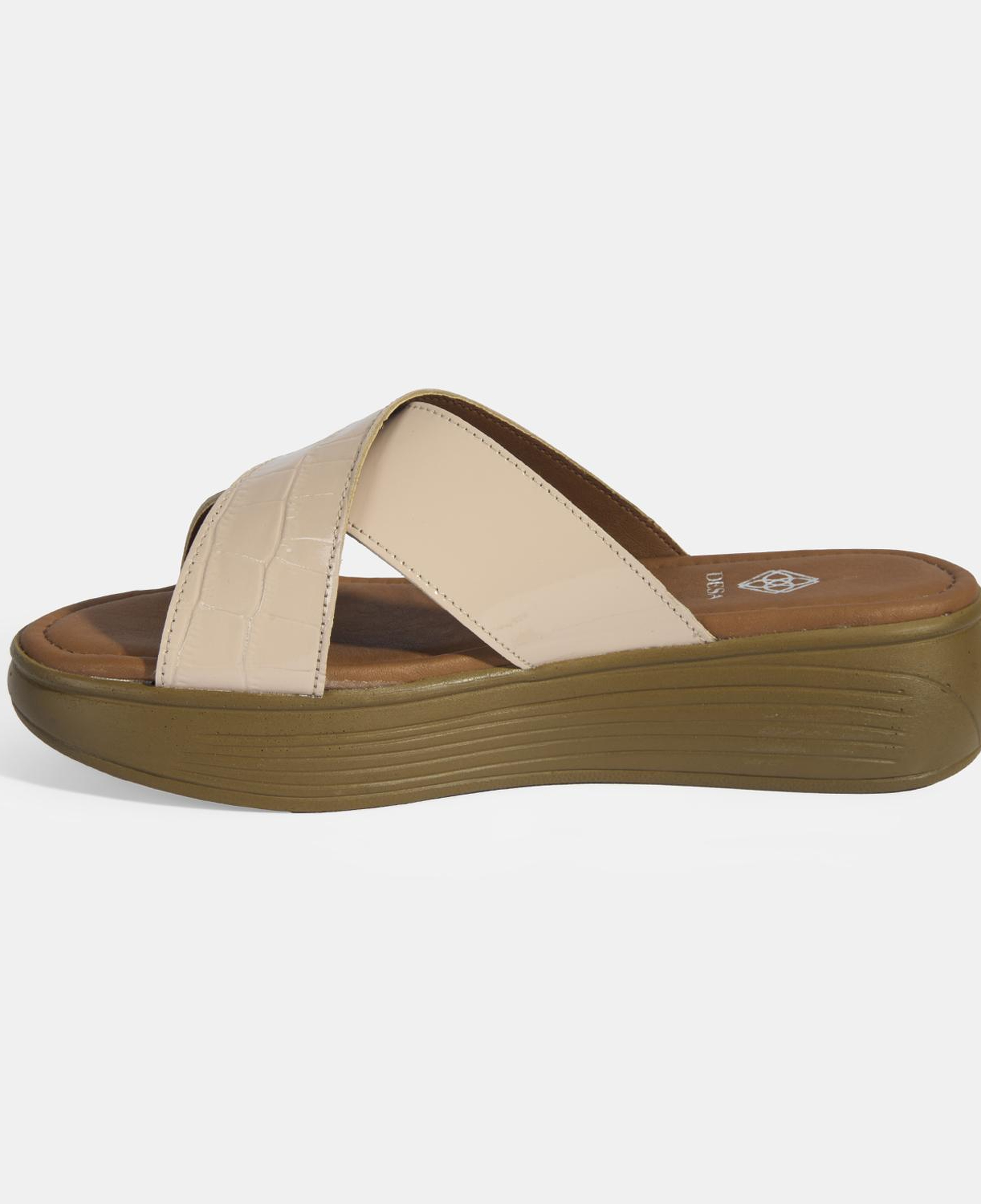 Kadın Pudra Dolgu Topuklu Deri Terlik