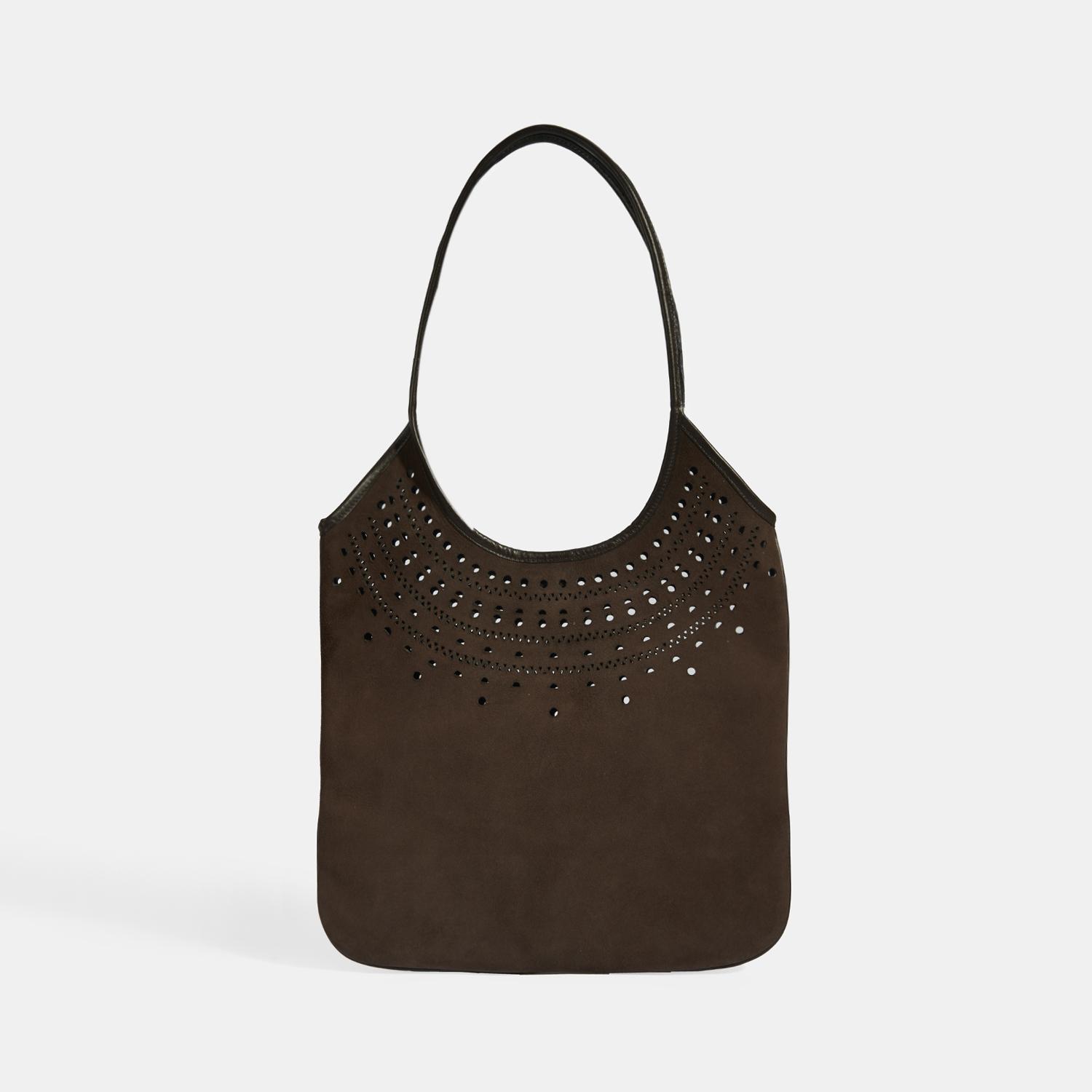 Kadın Kahve Perforeli Süet Omuz Çantası