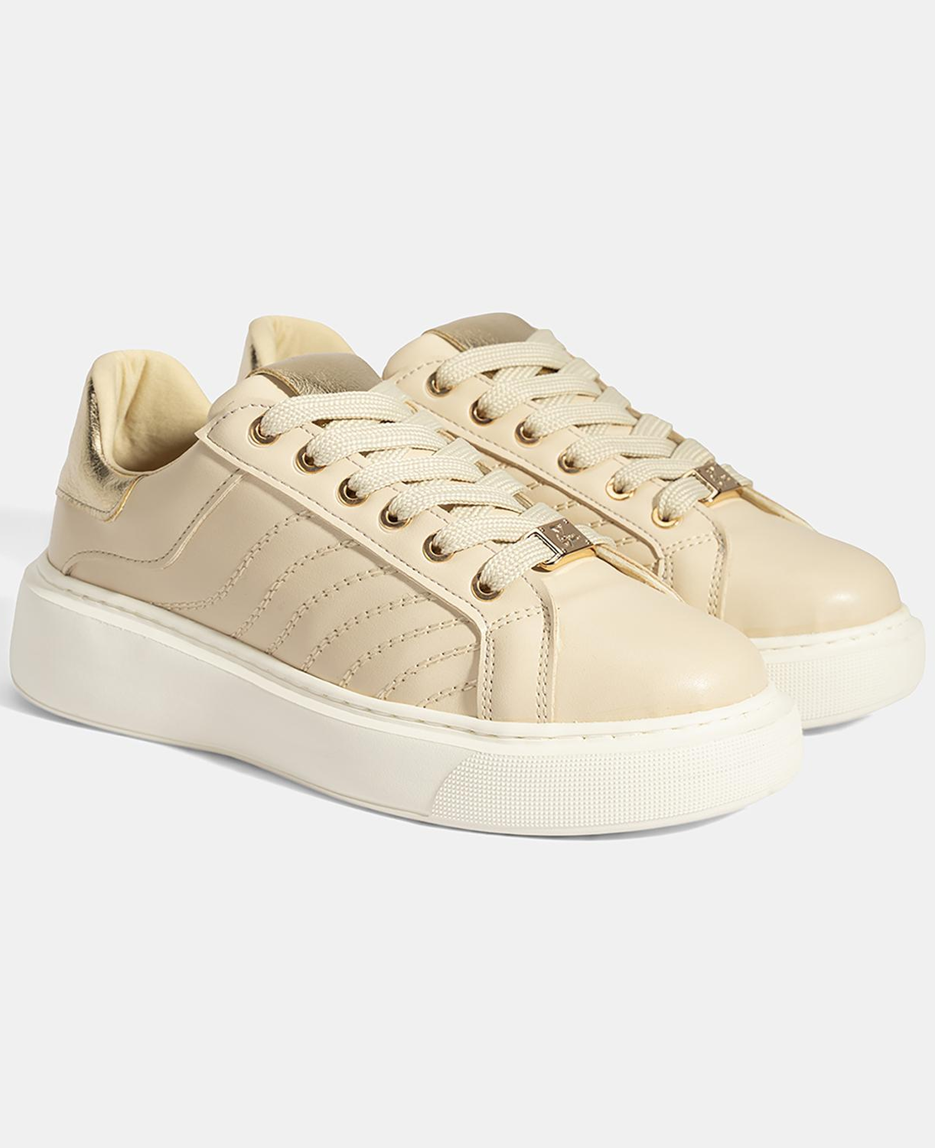 Kadın Bej Bağcıklı Spor Ayakkabı