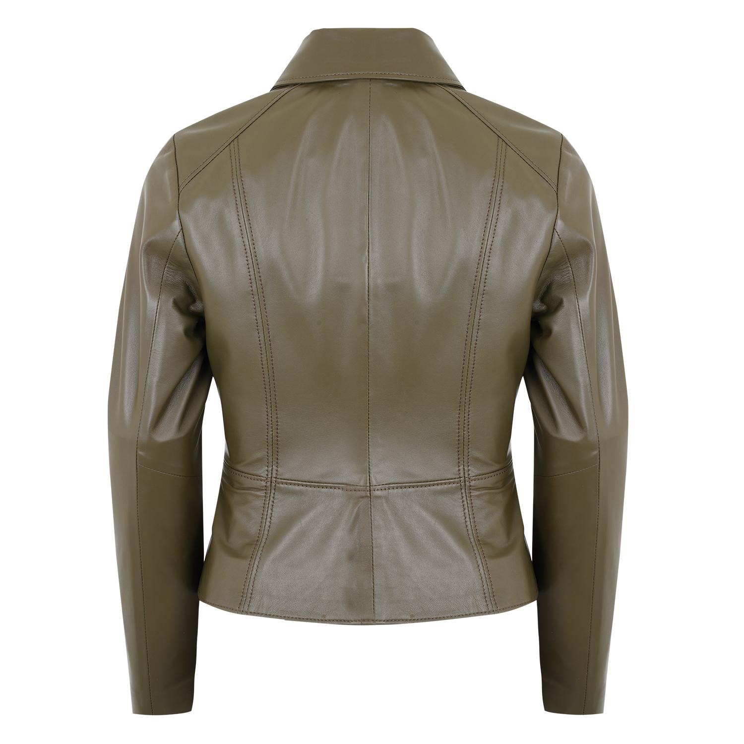 Adelie Haki Kadın Deri Mont