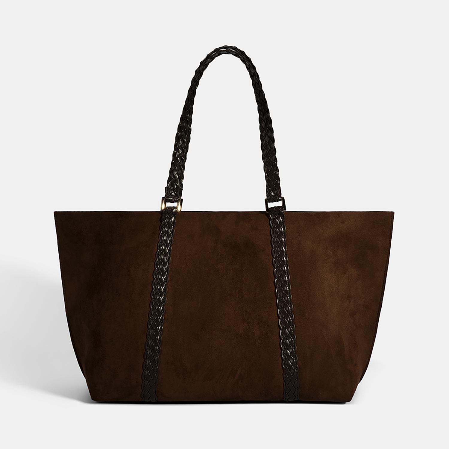 Kadın Kahve Örgü Desenli Omuz Çantası