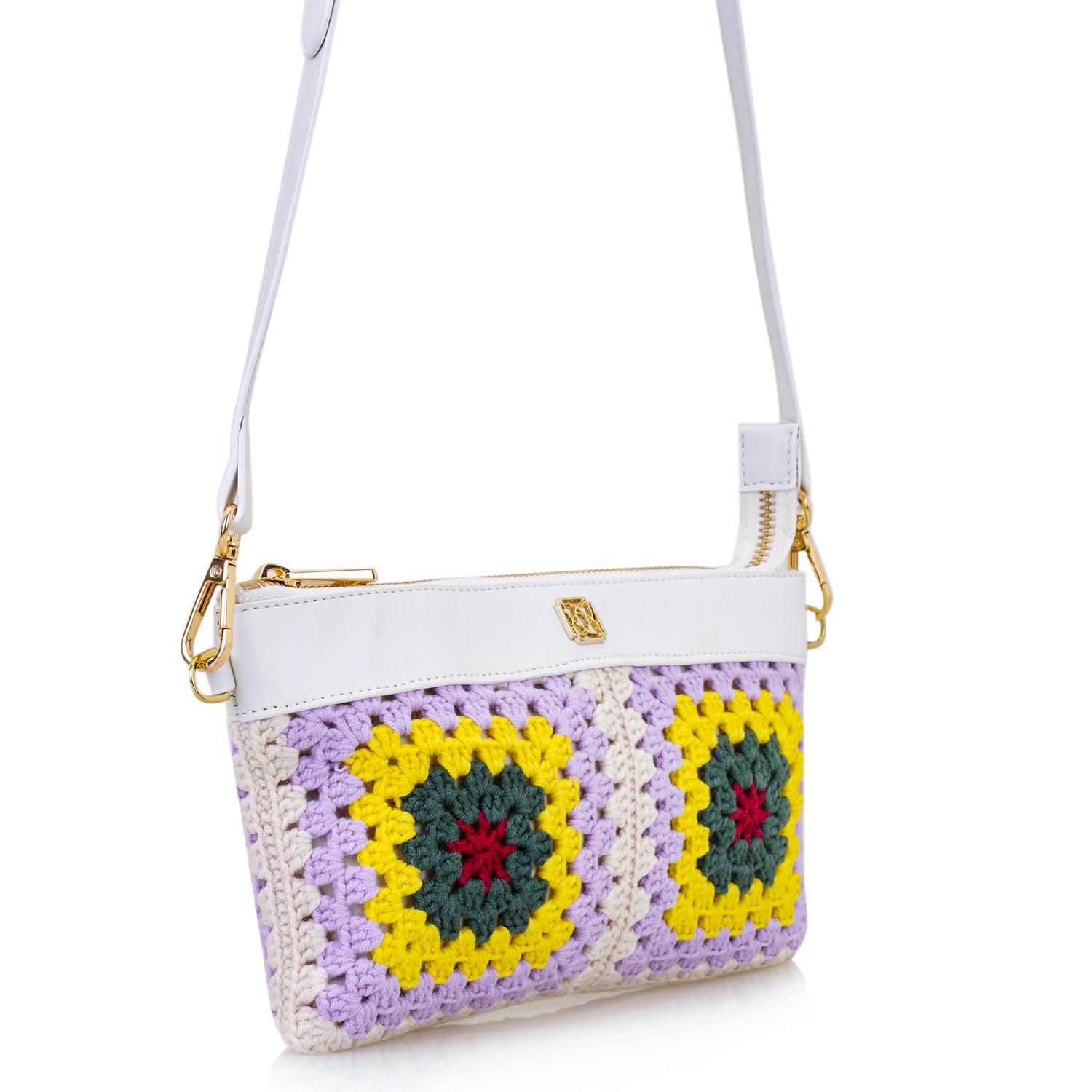 Mor Kadın Örgülü Omuz Çantası