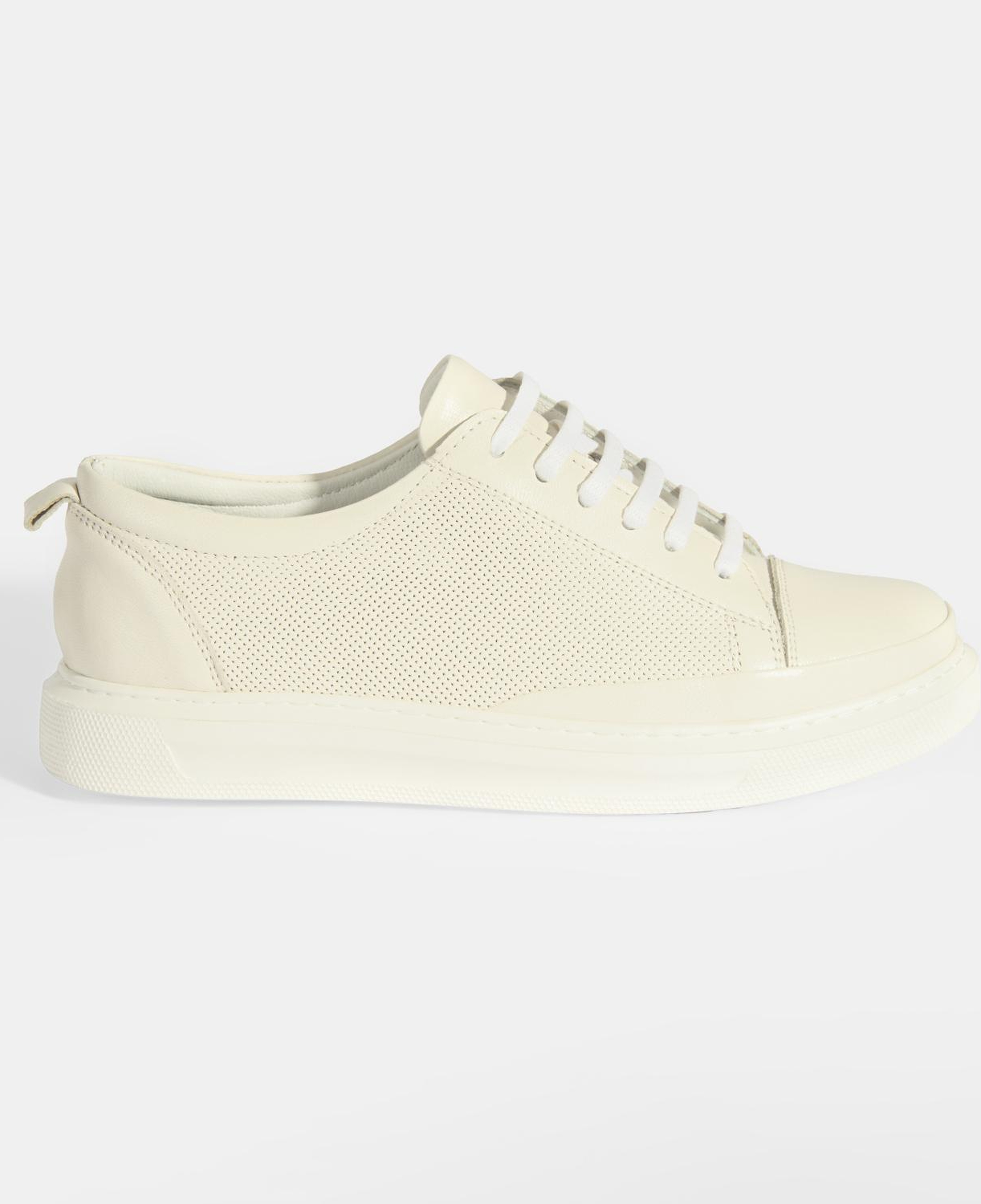 Kadın Beyaz Deri Bağcıklı Spor Ayakkabı