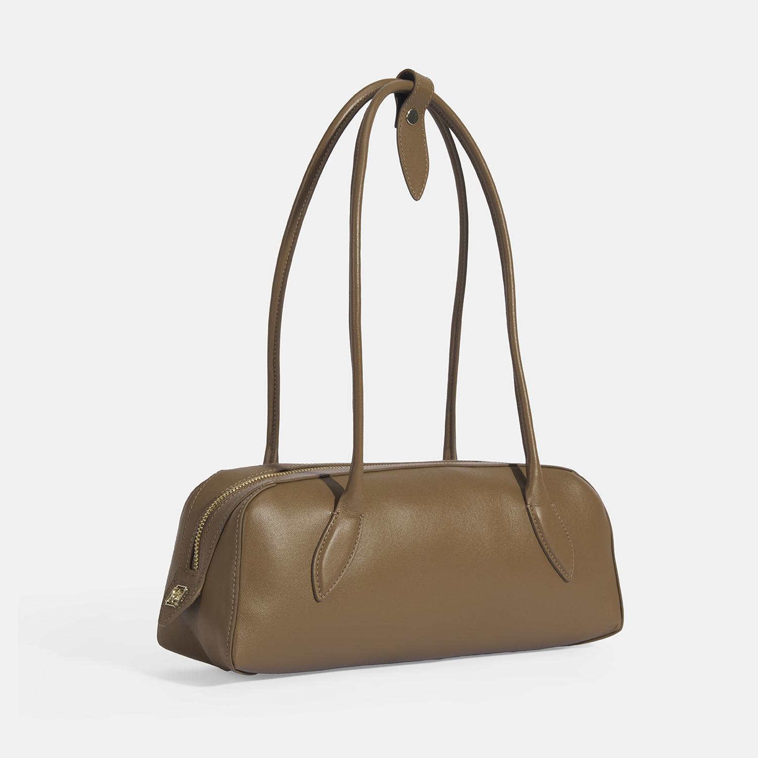 Limited Edition Kahve Kadın Yaprak Detaylı Deri Omuz Çantası