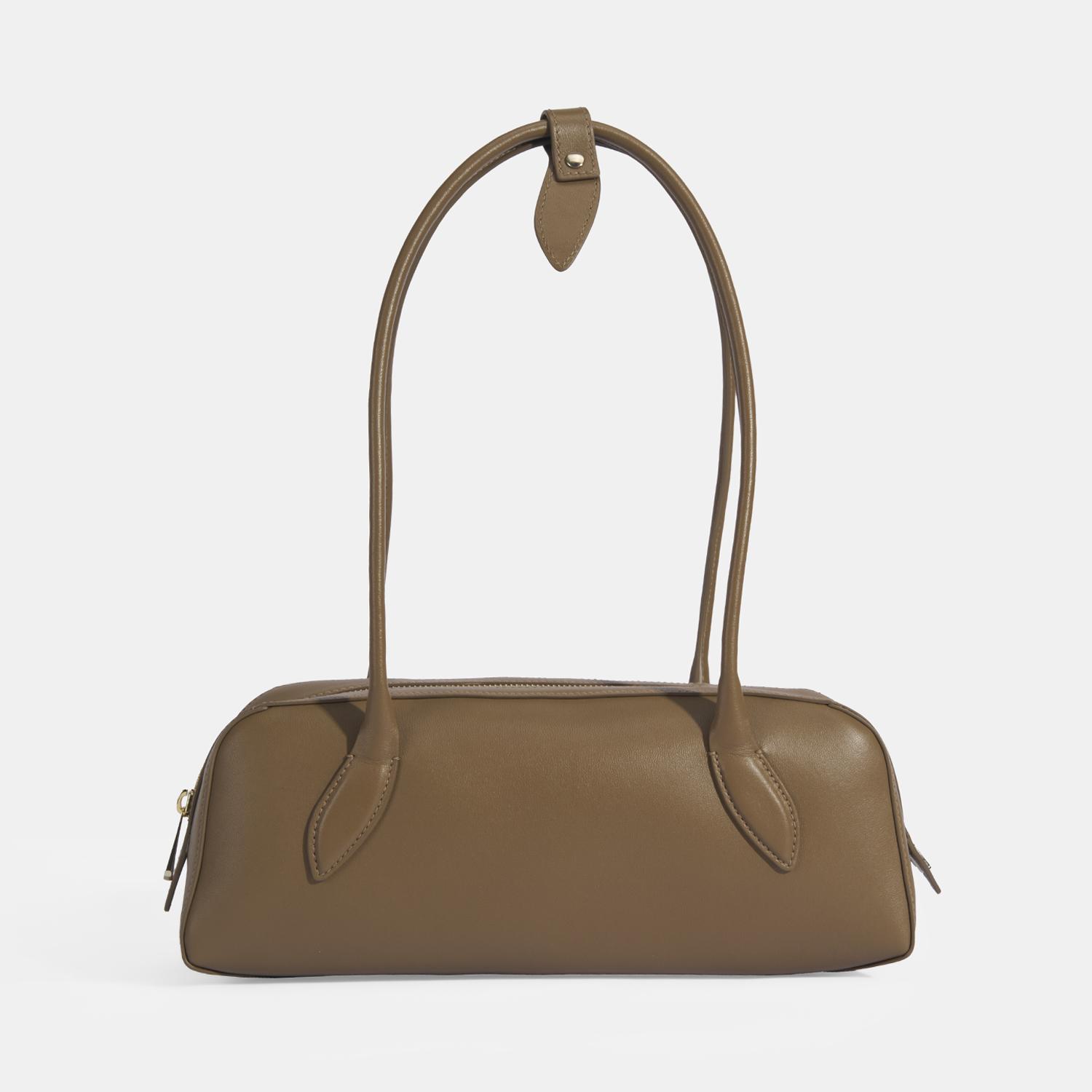 Limited Edition Kahve Kadın Yaprak Detaylı Deri Omuz Çantası