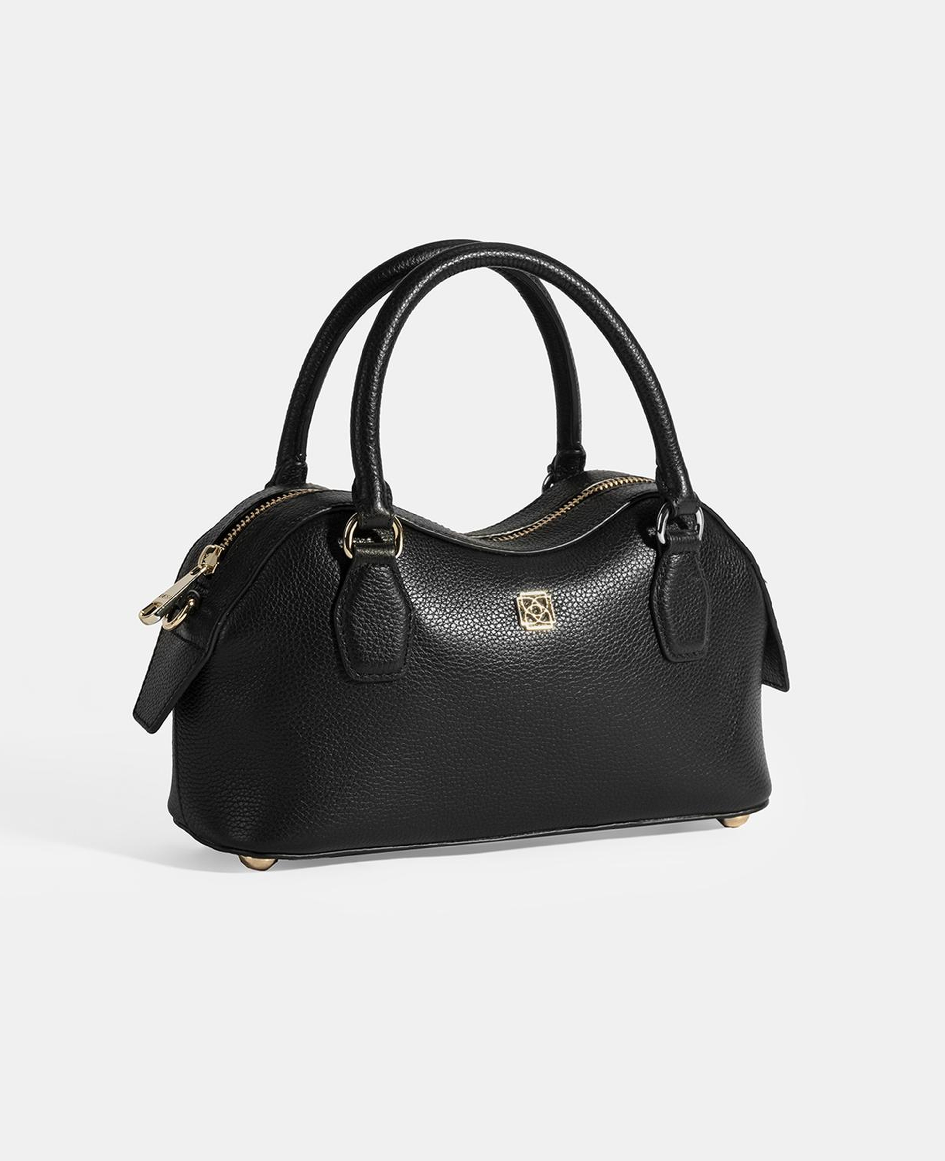 Kadın Siyah Deri Çanta Aksesuarlı Mini El Çantası