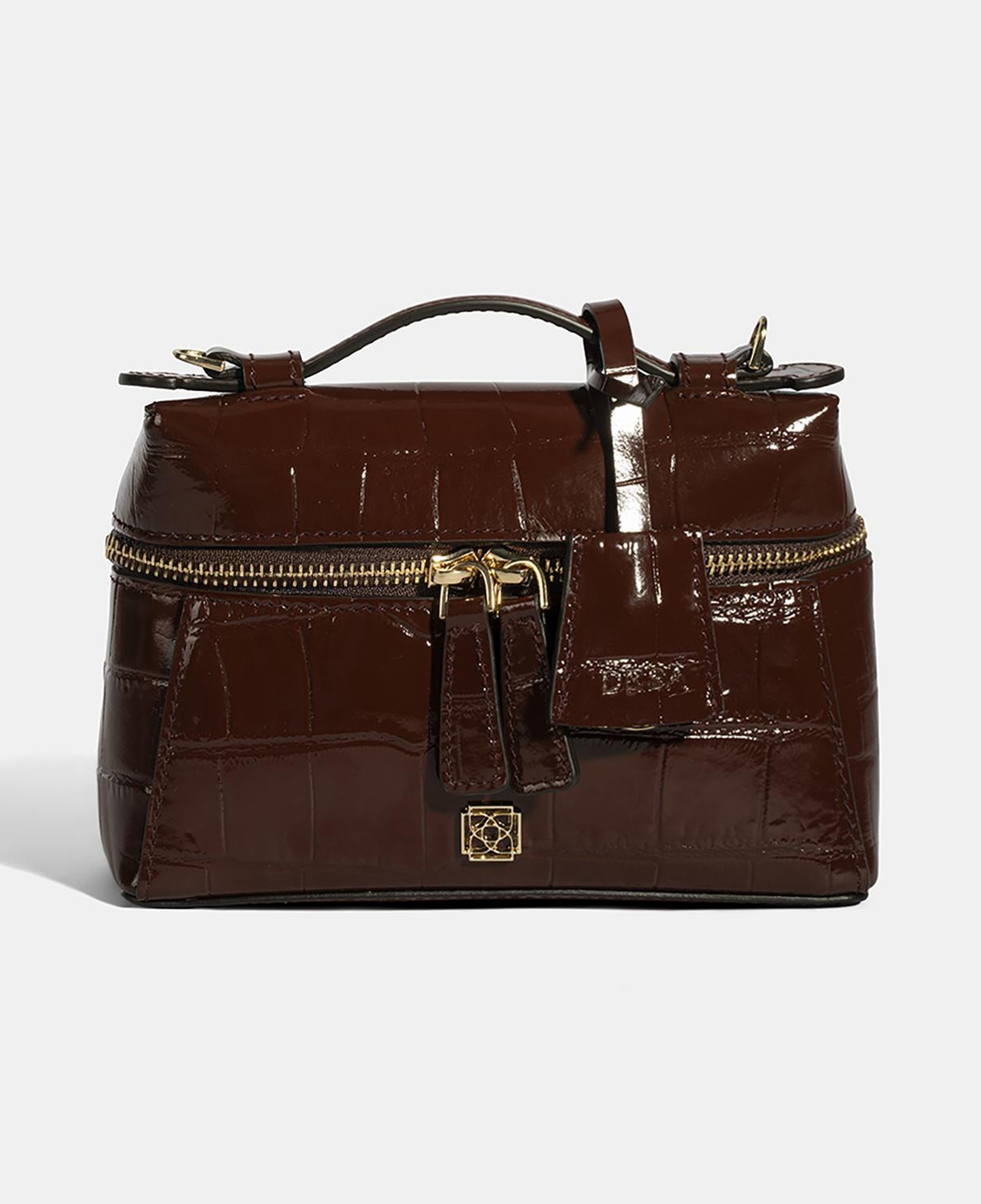 Kadın Bordo Kroko Baskılı Mini Rugan Deri El Çantası