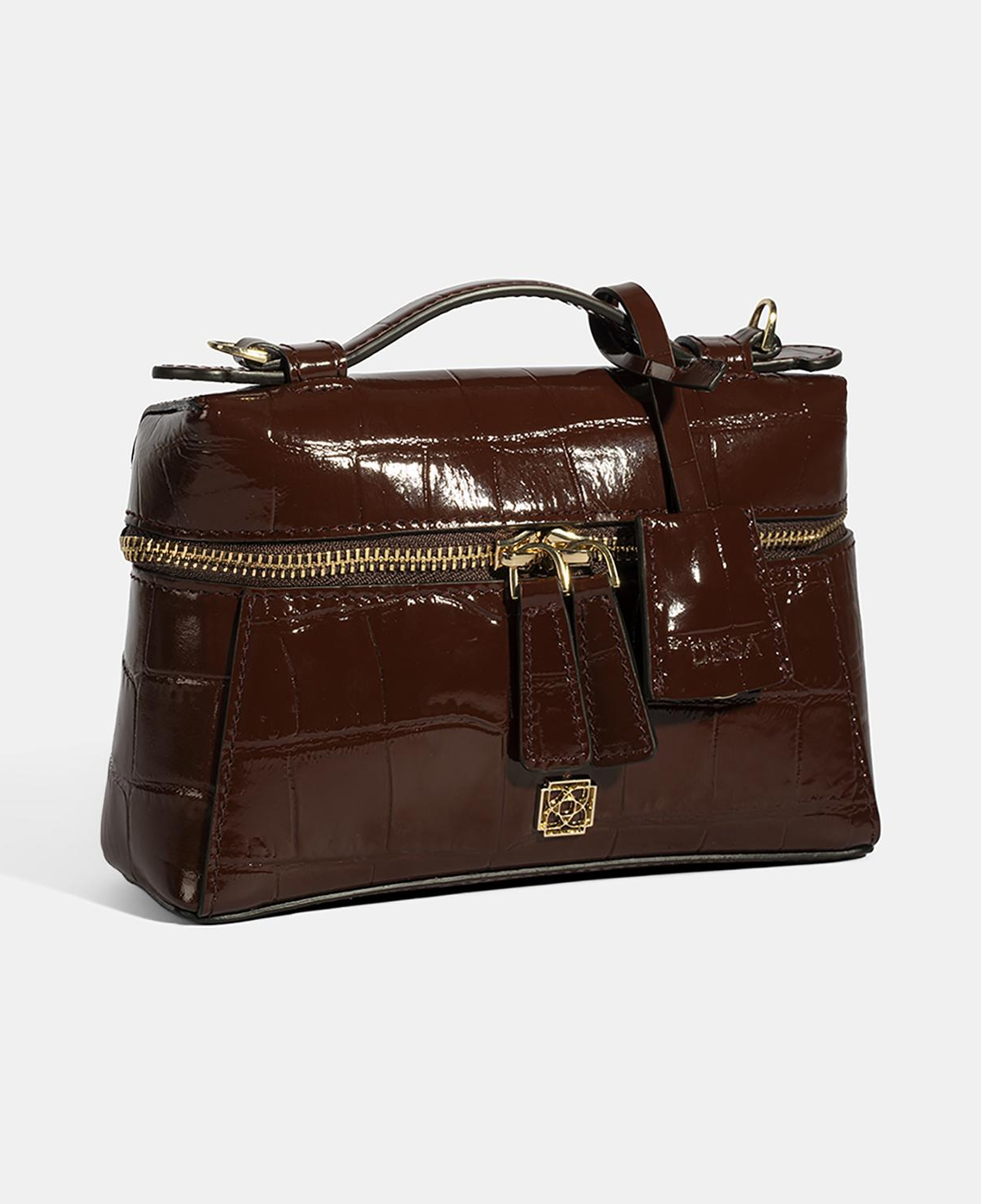 Kadın Bordo Kroko Baskılı Mini Rugan Deri El Çantası