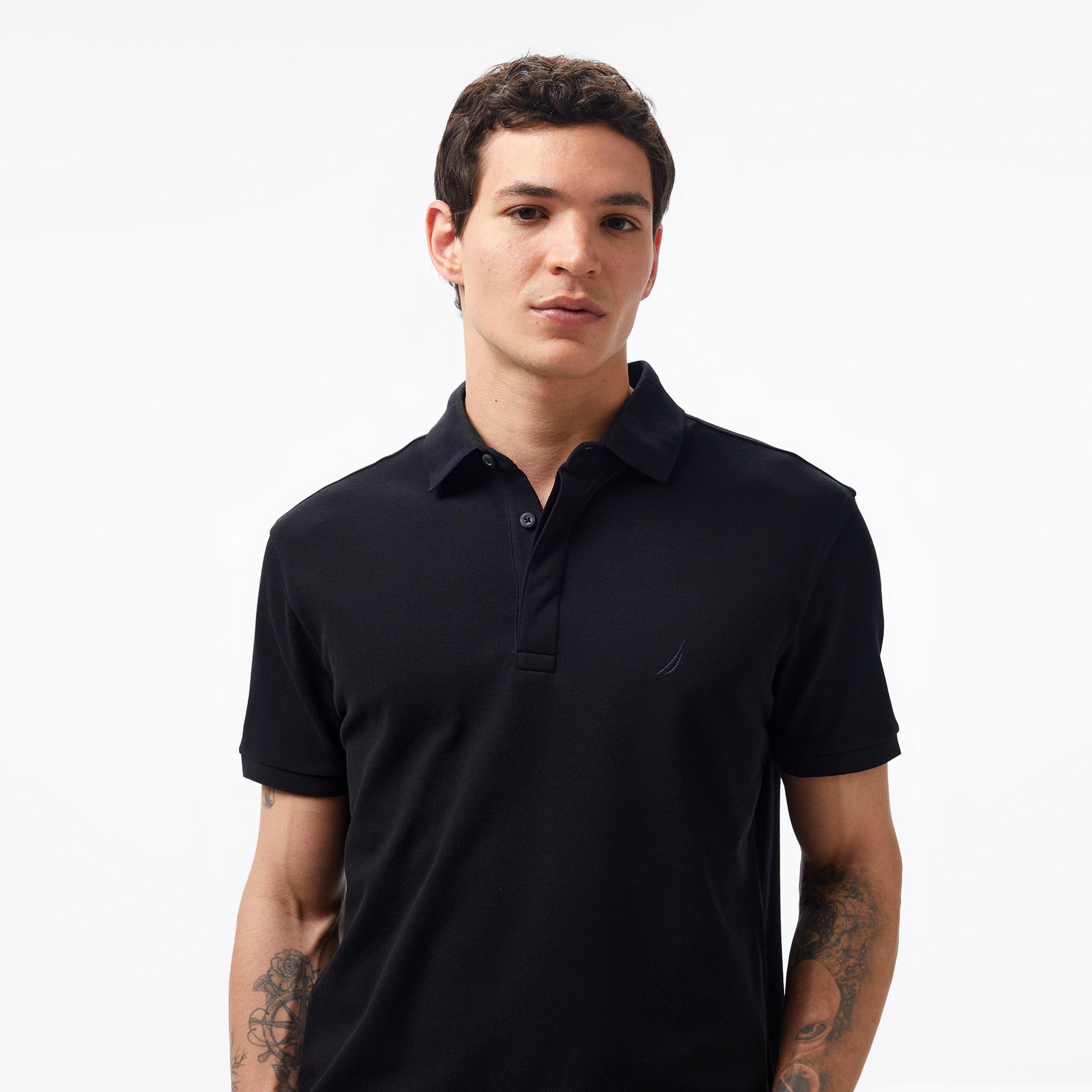 Nautica Erkek Siyah Slim Fit Kısa Kollu Polo Yaka T-Shirt