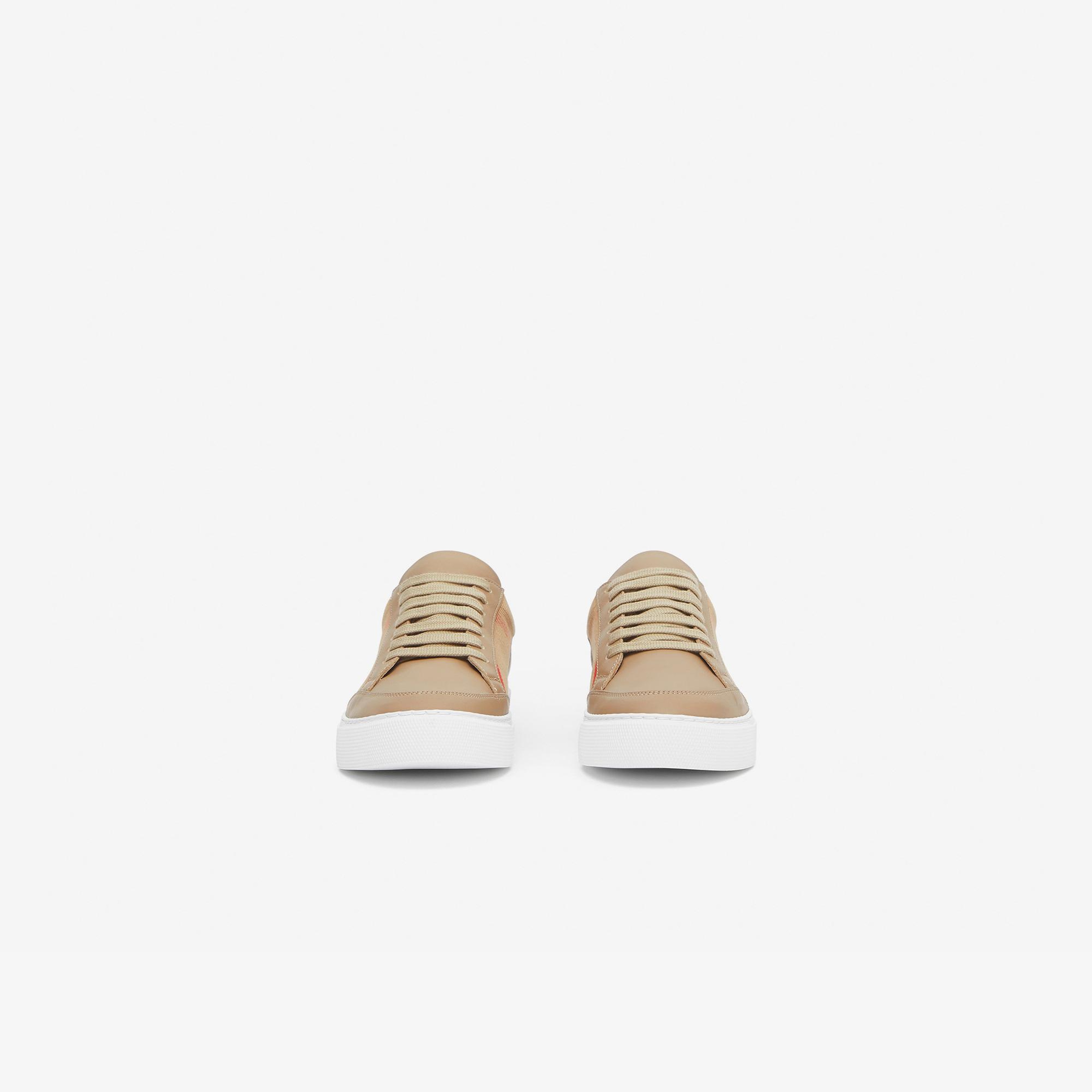 Burberry New Salmond House Cotton And Leather Kadın Bej Sneaker