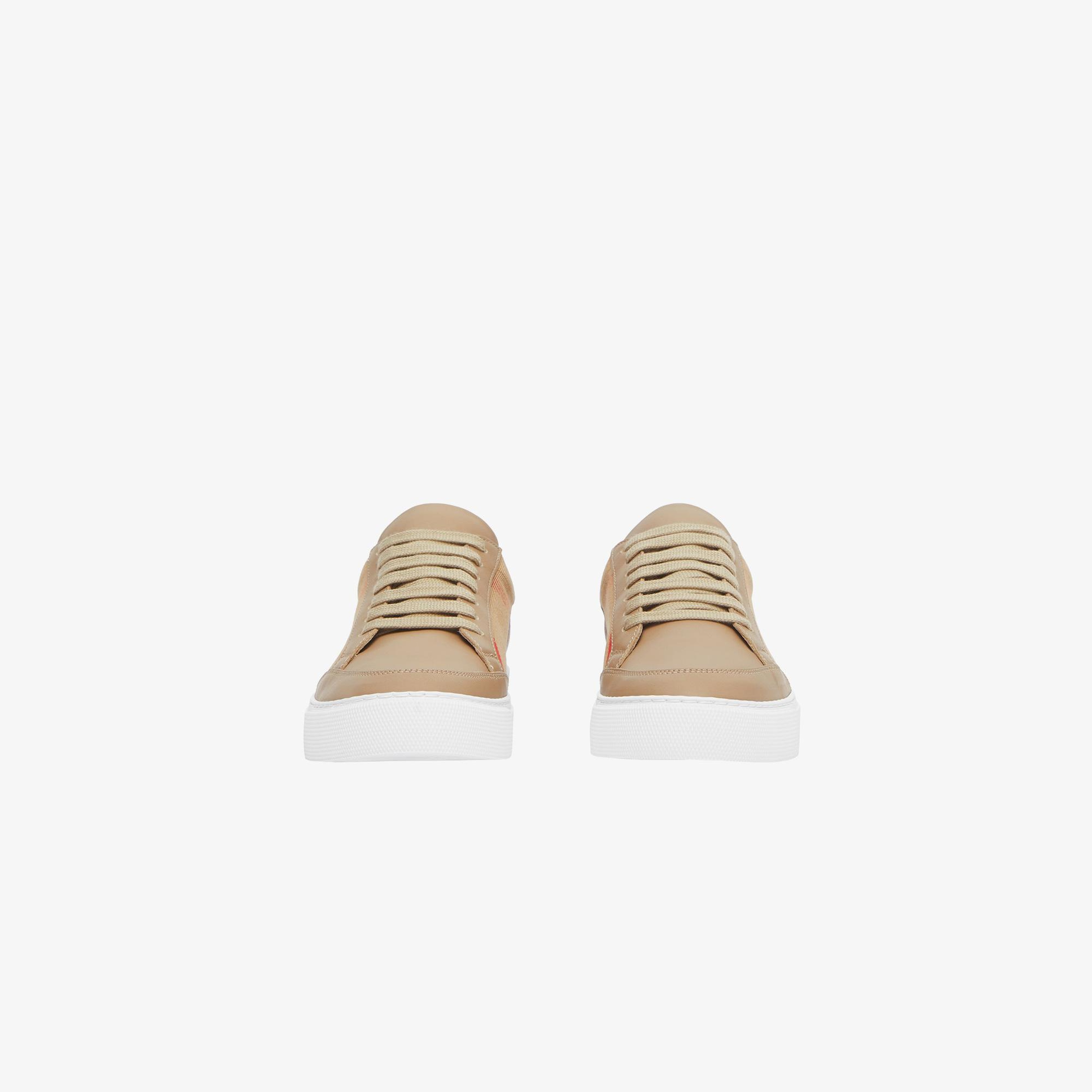 Burberry New Salmond House Cotton And Leather Kadın Bej Sneaker