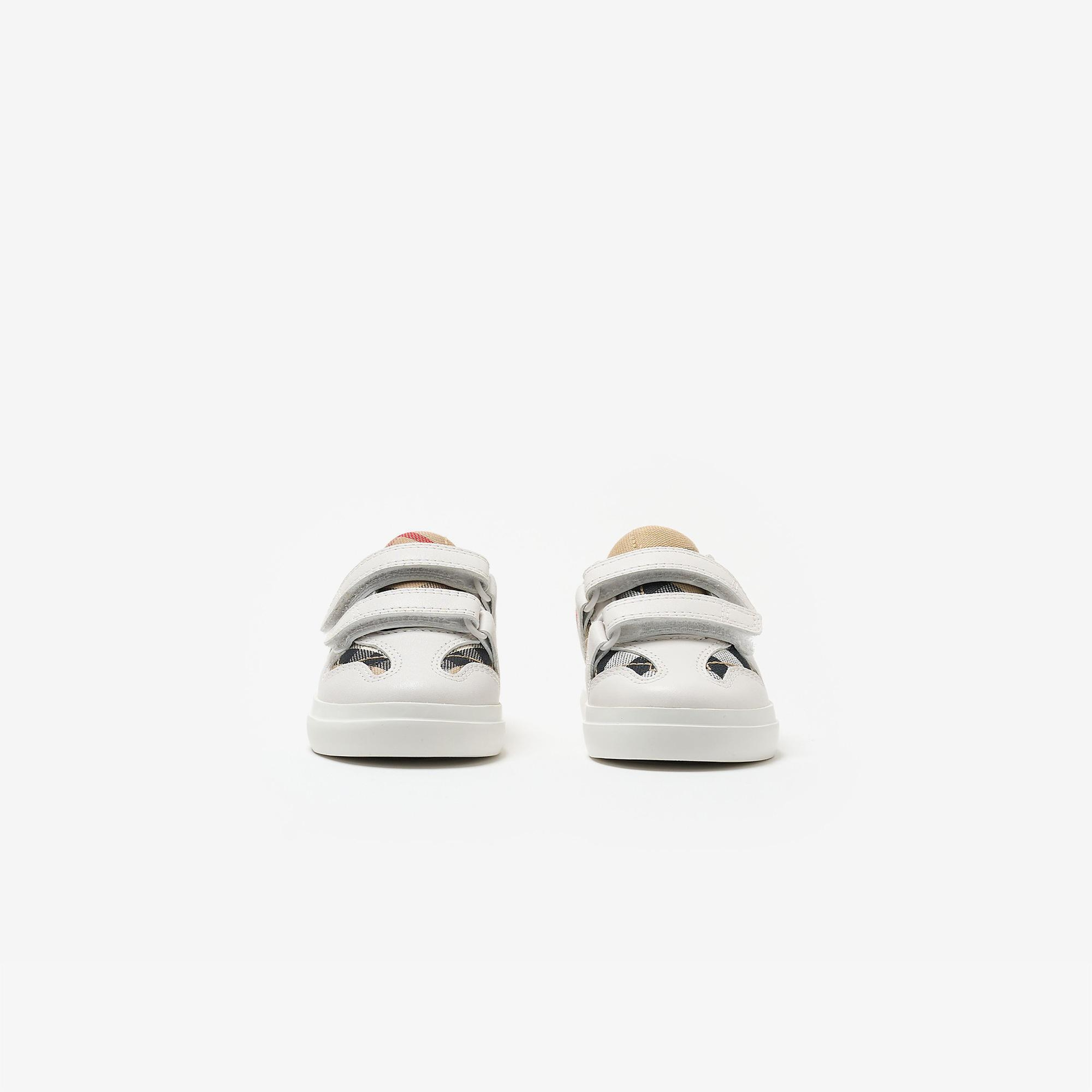 Burberry Check Pamuk ve Deri Çocuk Beyaz Sneaker