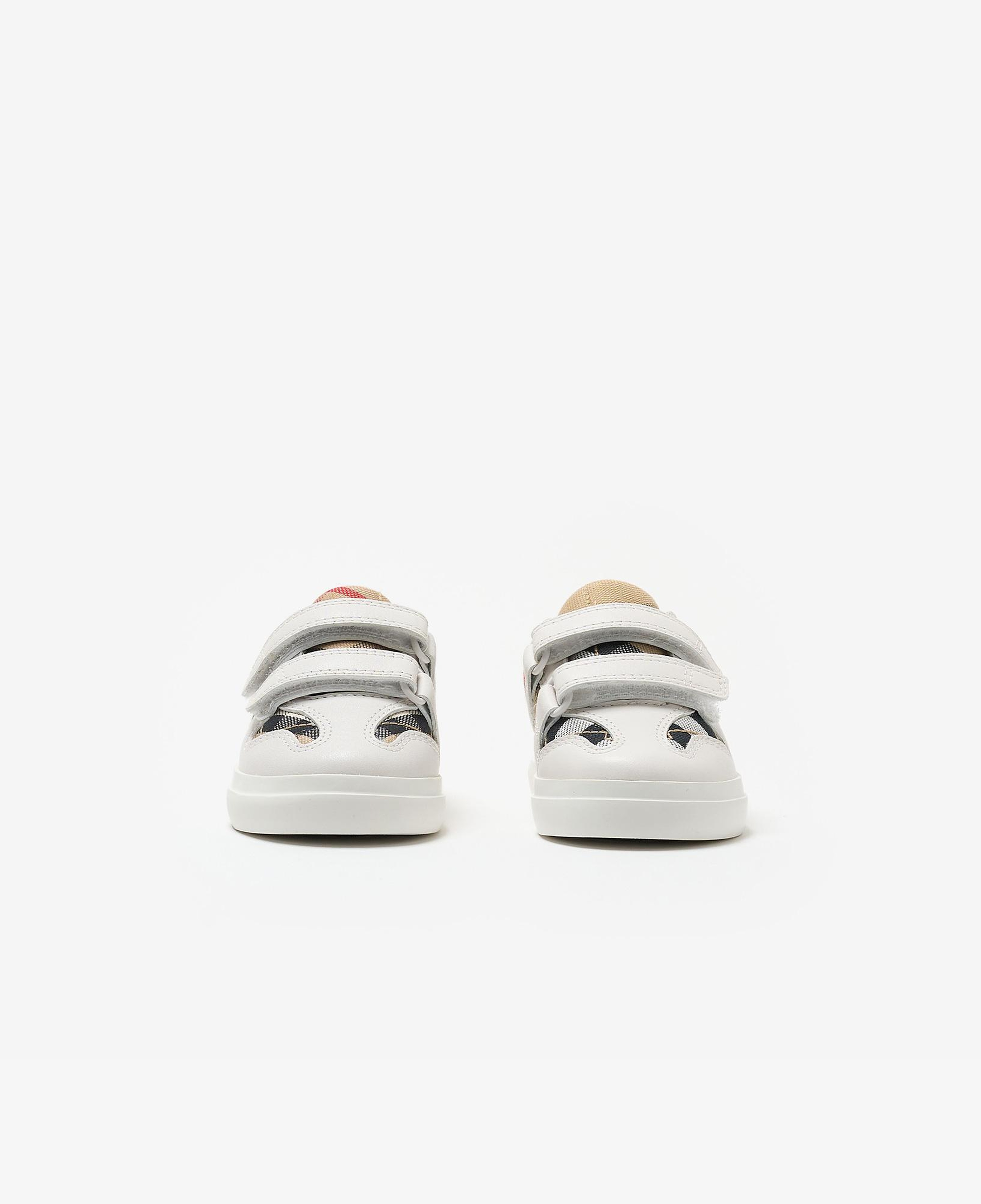 Burberry Check Pamuk ve Deri Çocuk Beyaz Sneaker