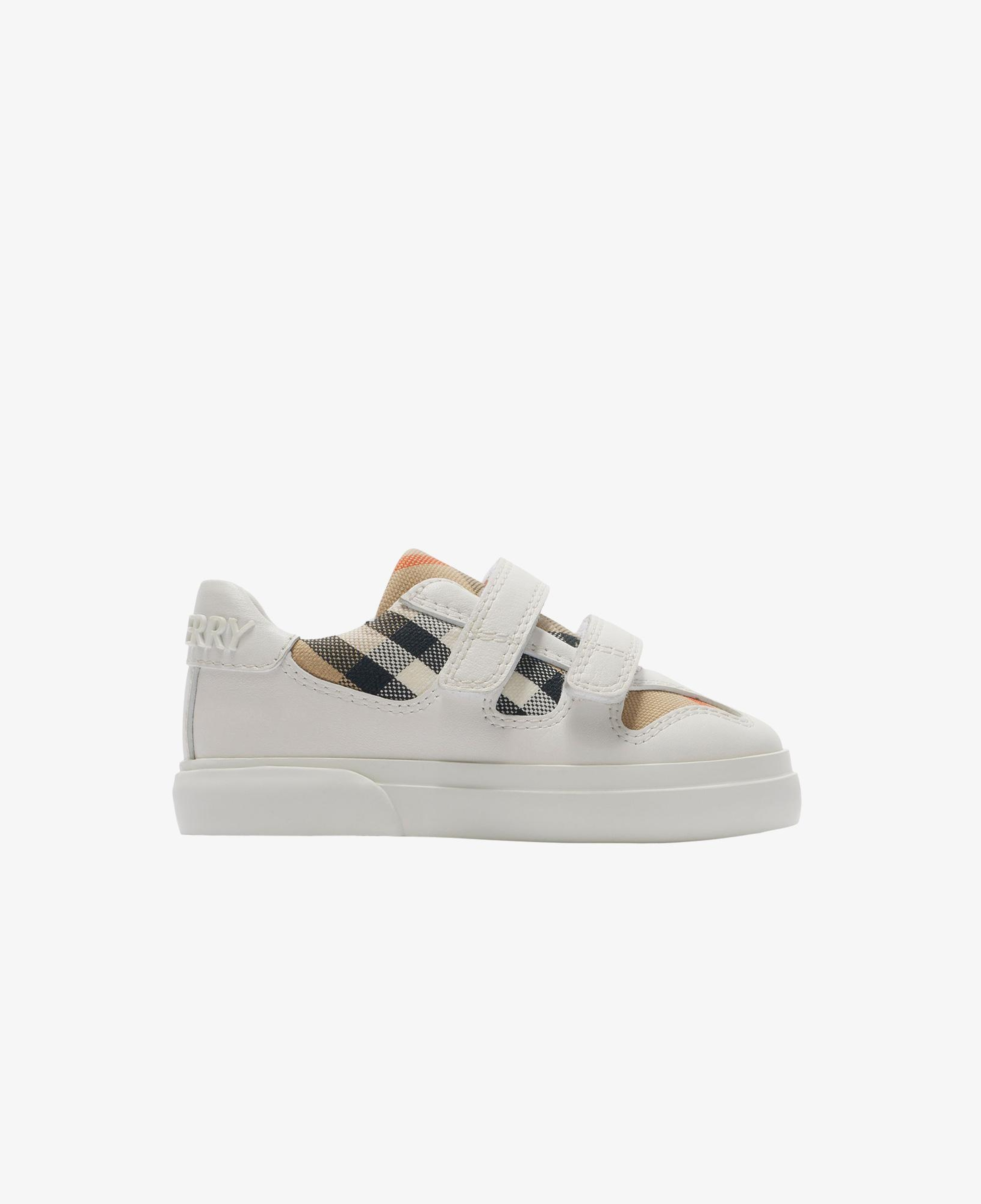 Burberry Check Pamuk ve Deri Çocuk Beyaz Sneaker
