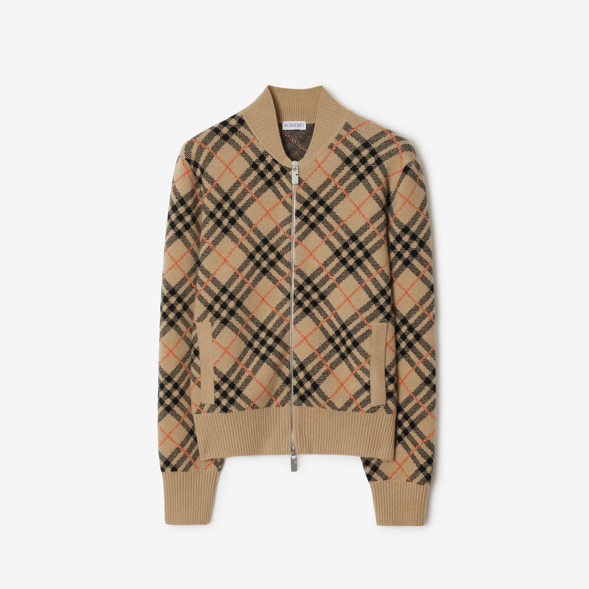 Burberry Pai Cashmere Bomber Kadın Bej Hırka