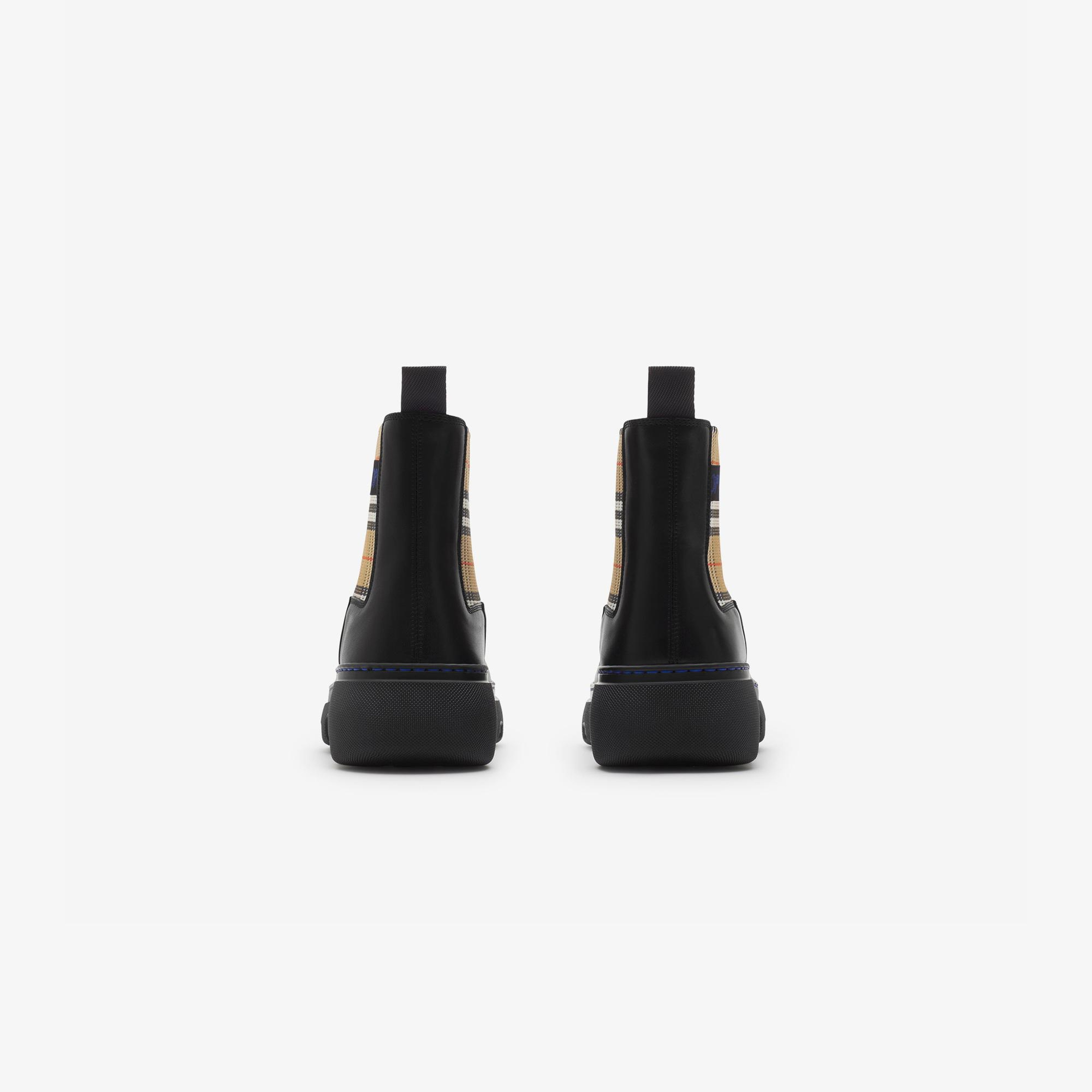 Burberry Leather Creeper Low Chelsea Kadın Siyah Bot