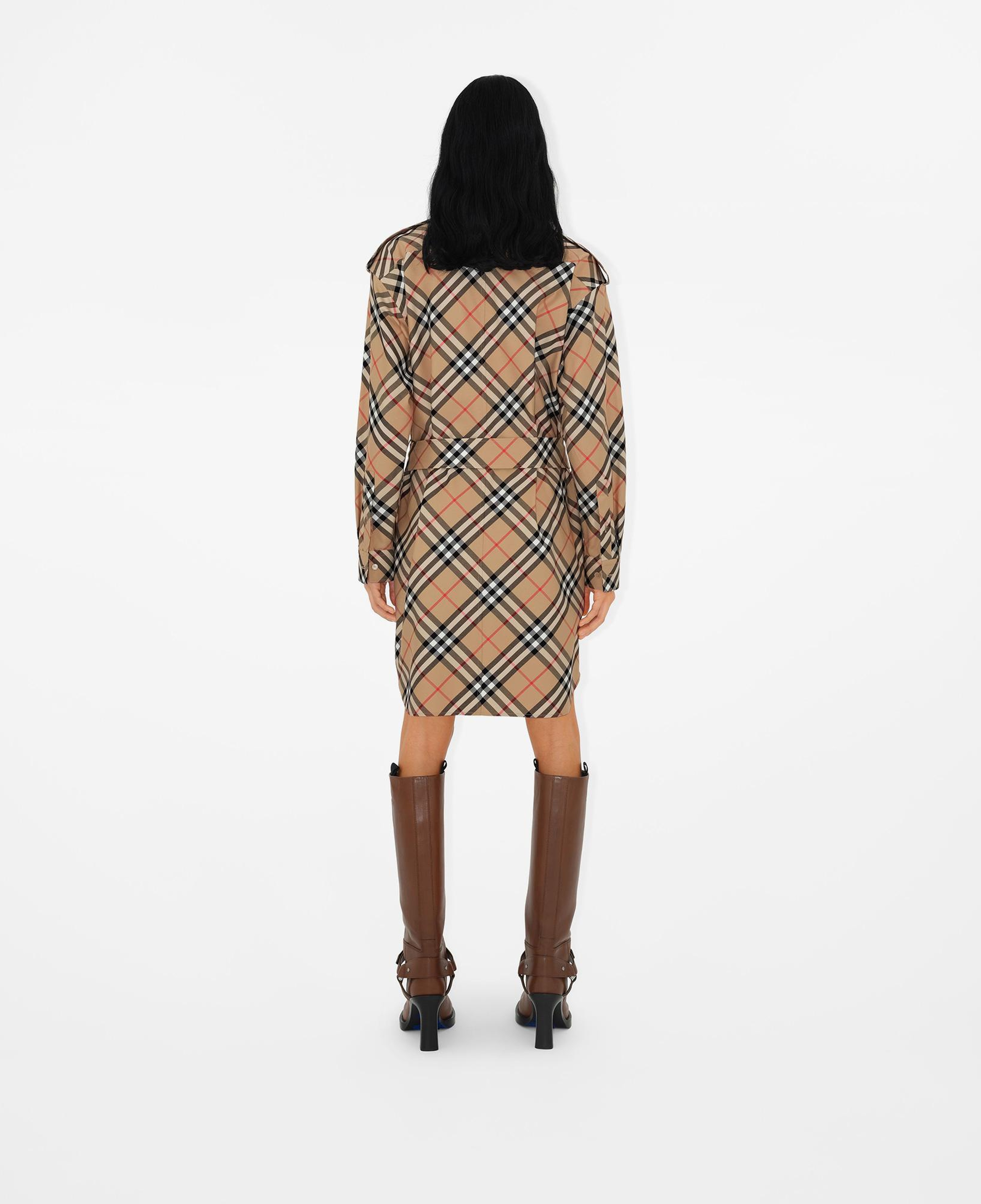 Burberry Check Pamuklu Kadın Bej Elbise