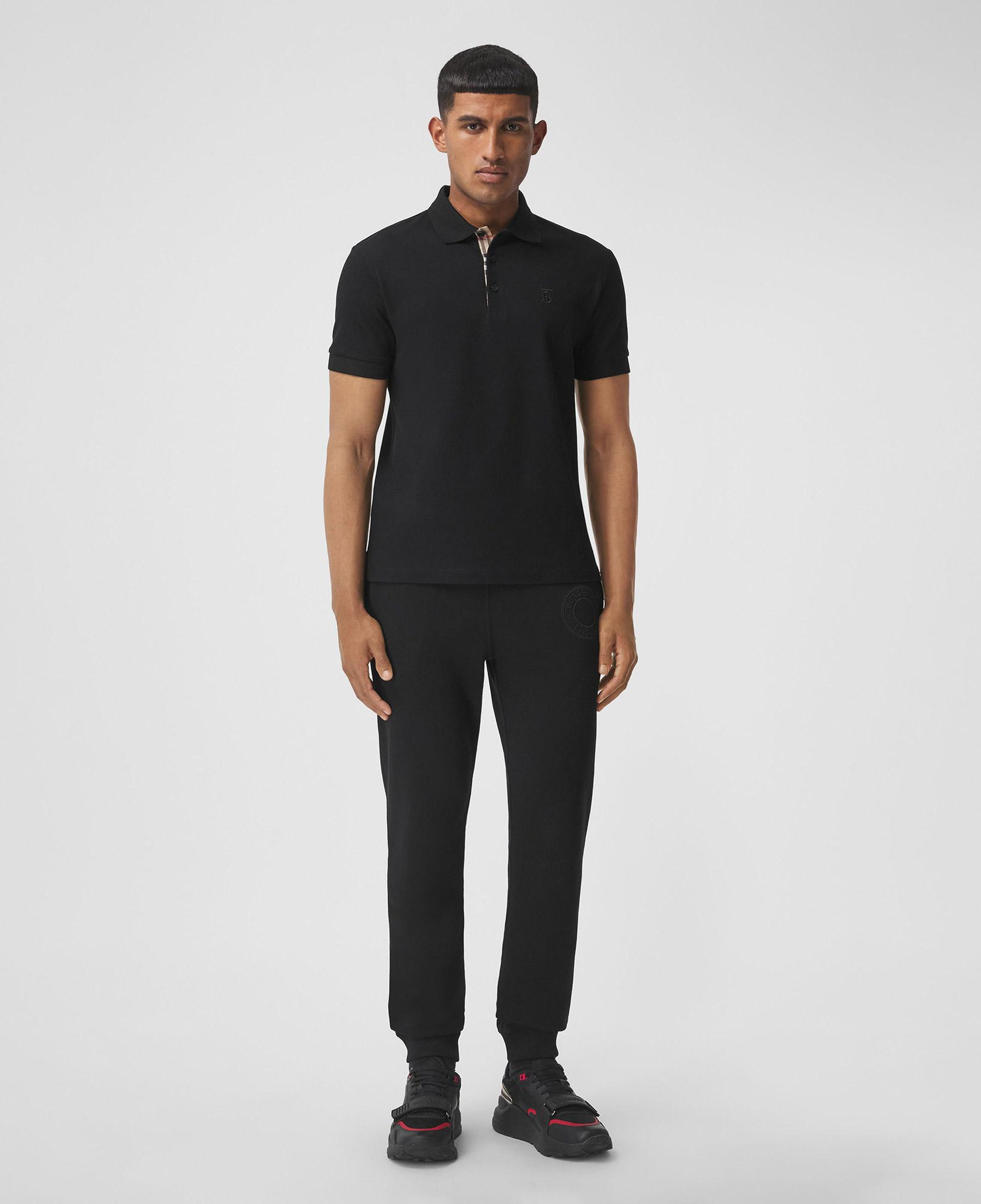 Burberry Eddie Monogram Motif Cotton Piqu Erkek Siyah Polo