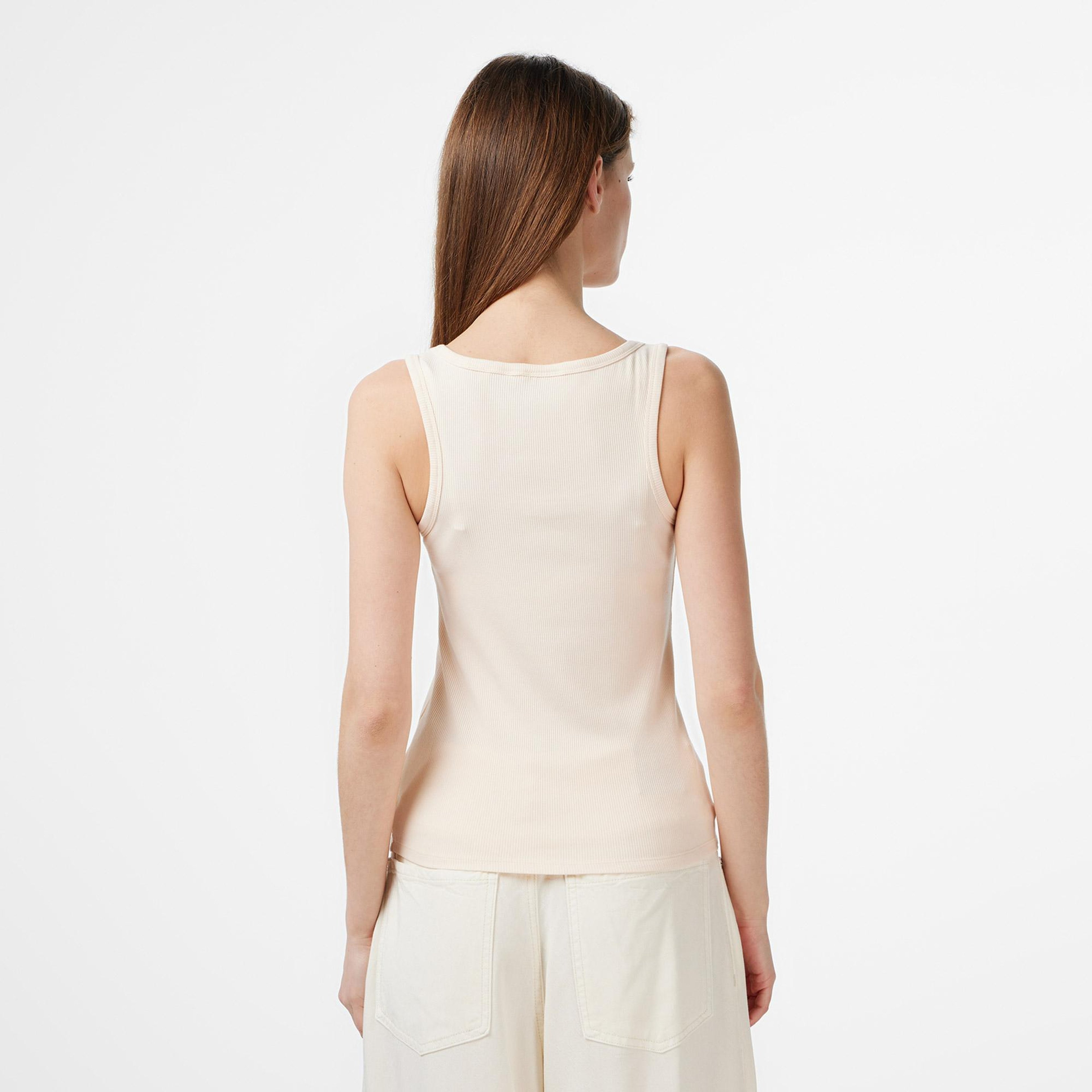 Guess Colette Rib Tank Kadın Krem T-Shirt