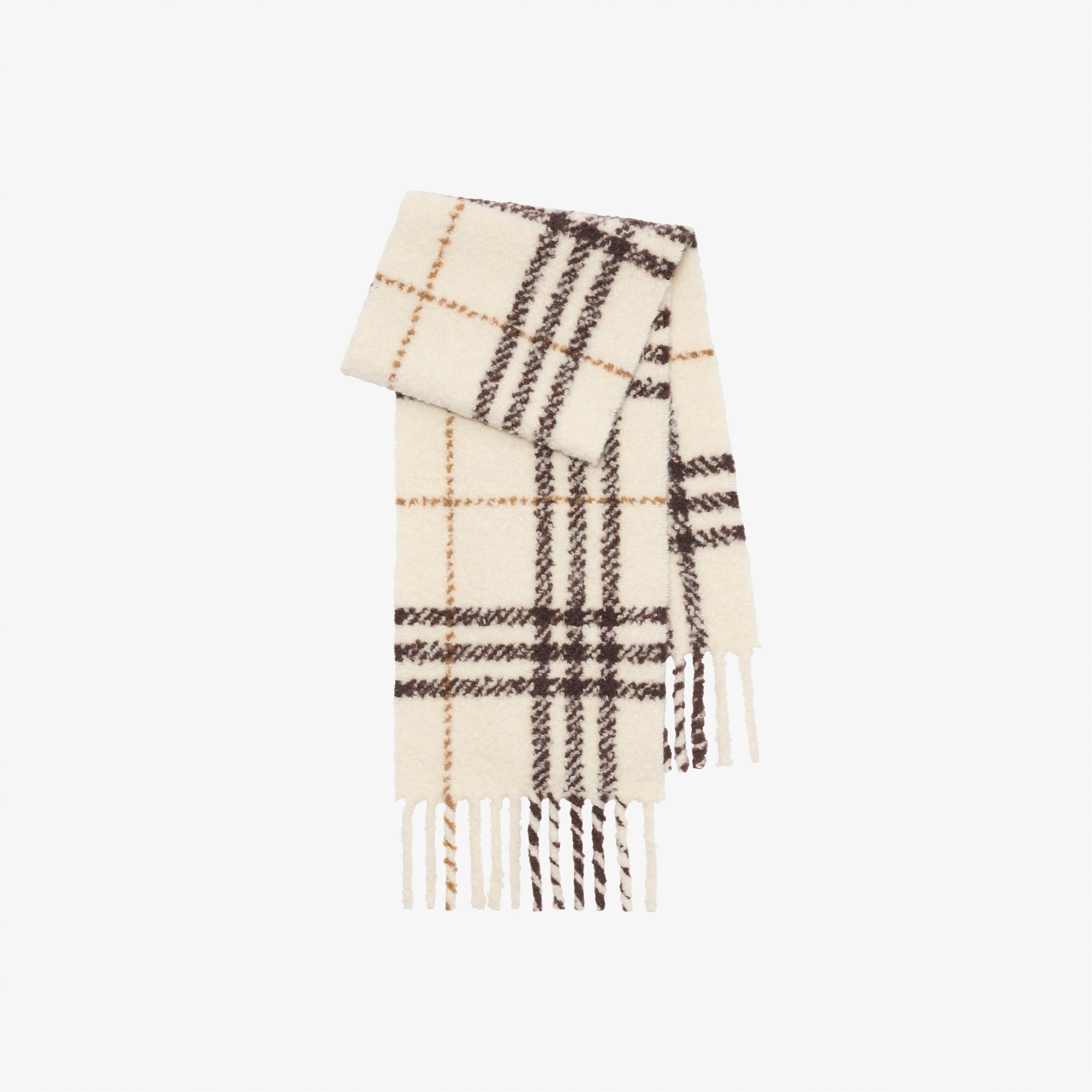 Burberry Check Boucle Kadın Beyaz Atkı