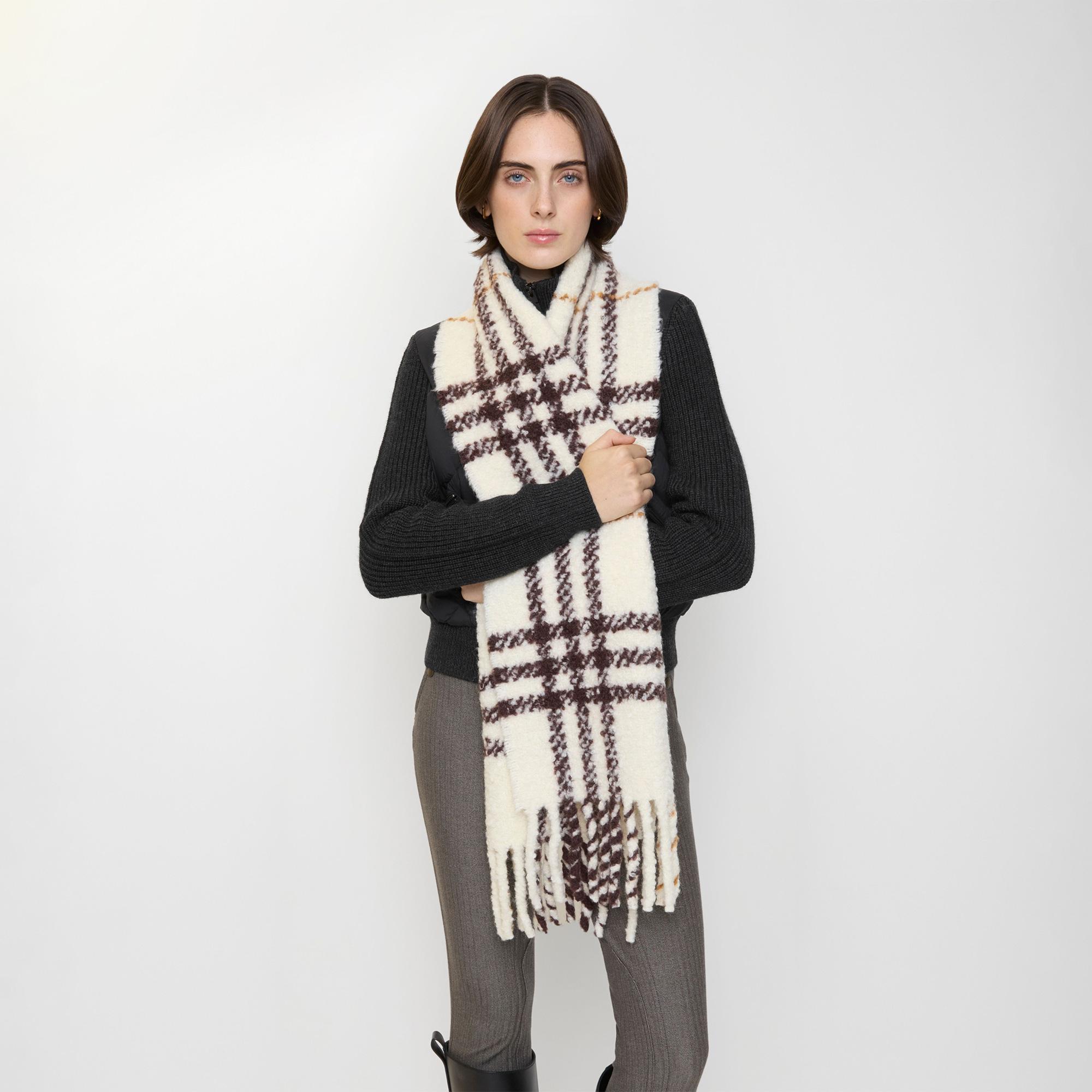 Burberry Check Boucle Kadın Beyaz Atkı