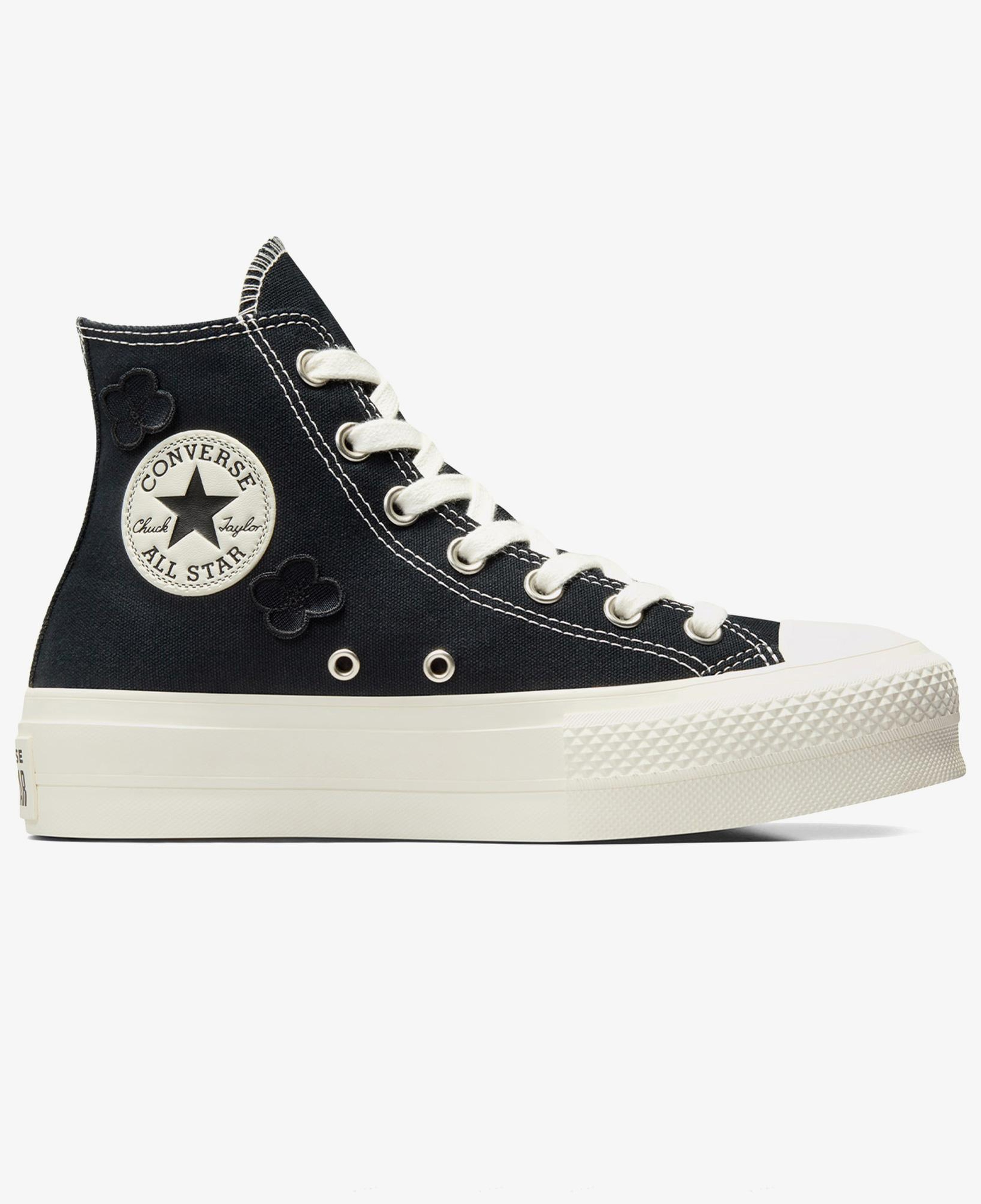 Converse Chuck Taylor All Star Lift 3D Flowers Kadın Siyah Sneaker