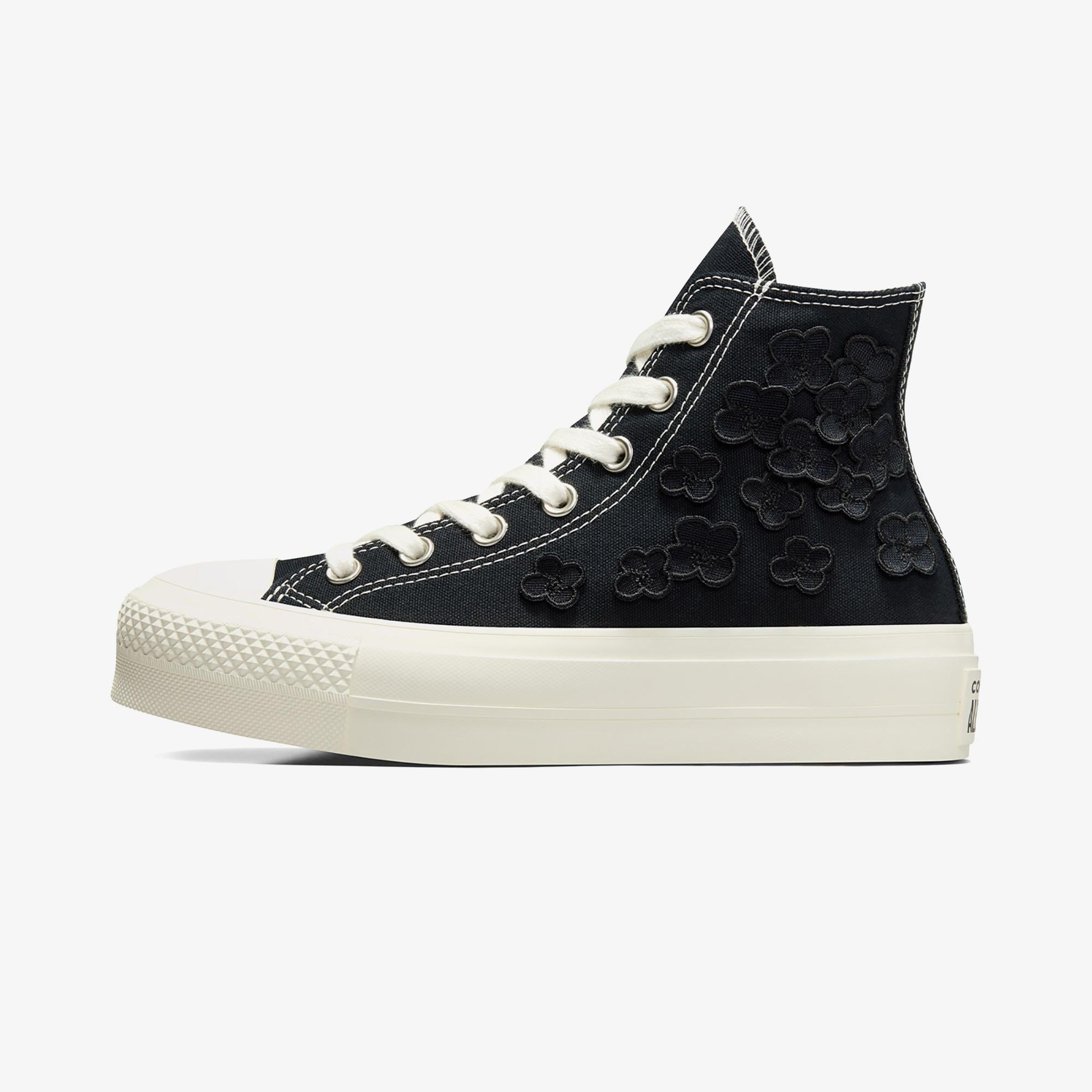 Converse Chuck Taylor All Star Lift 3D Flowers Kadın Siyah Sneaker