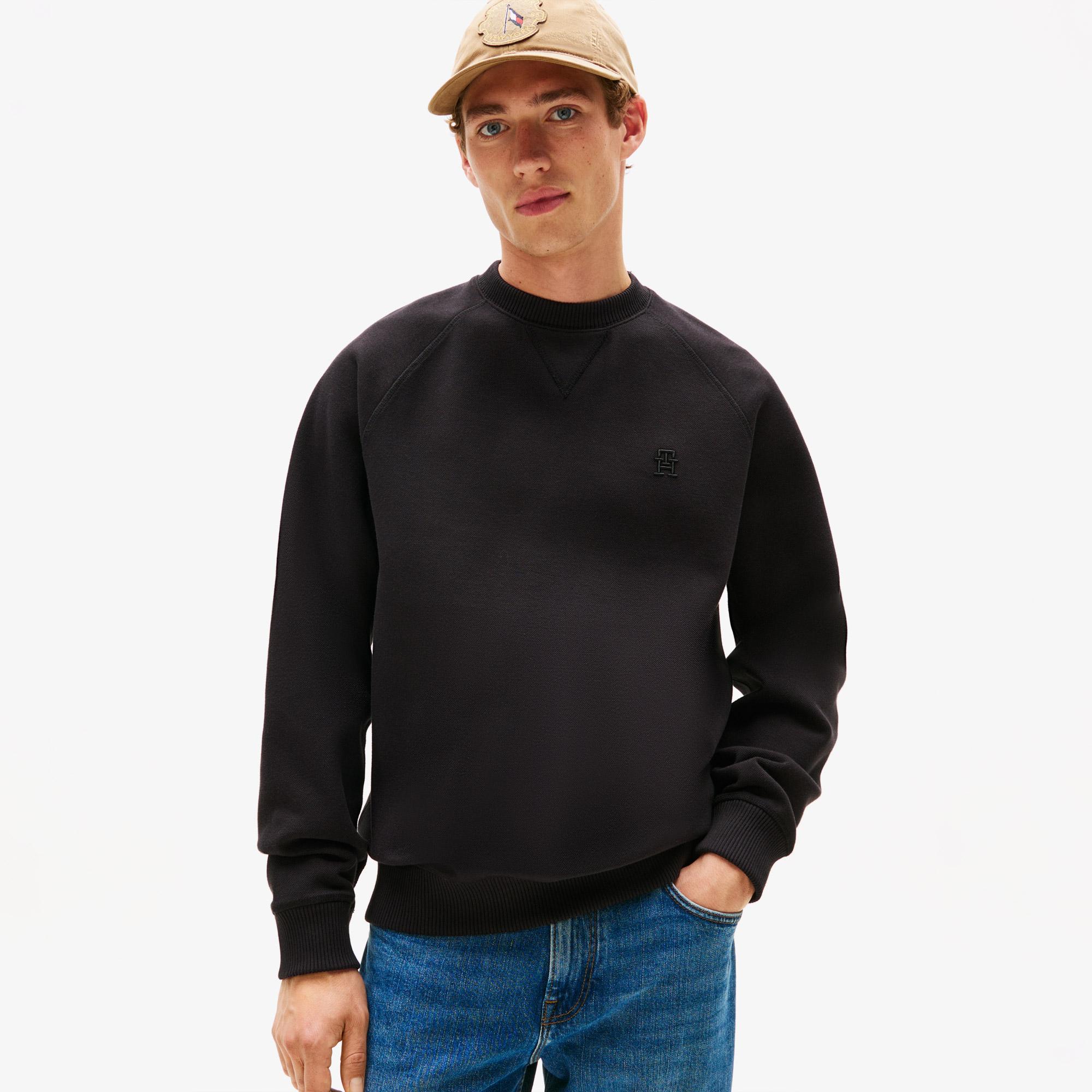 Tommy Hilfiger Monogram Erkek Siyah Sweatshirt