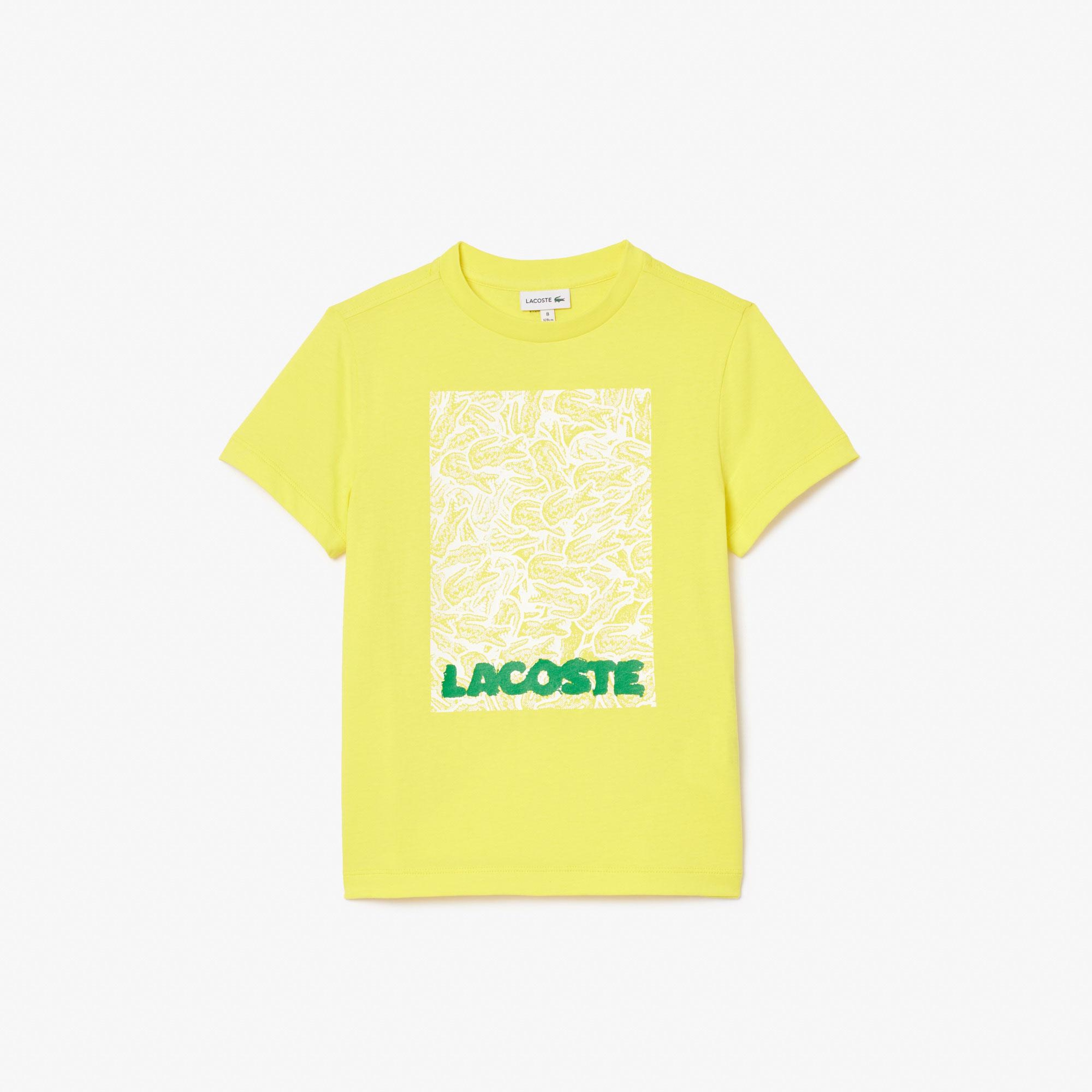 Lacoste Çocuk Bisiklet Yaka Baskılı Sarı T-Shirt