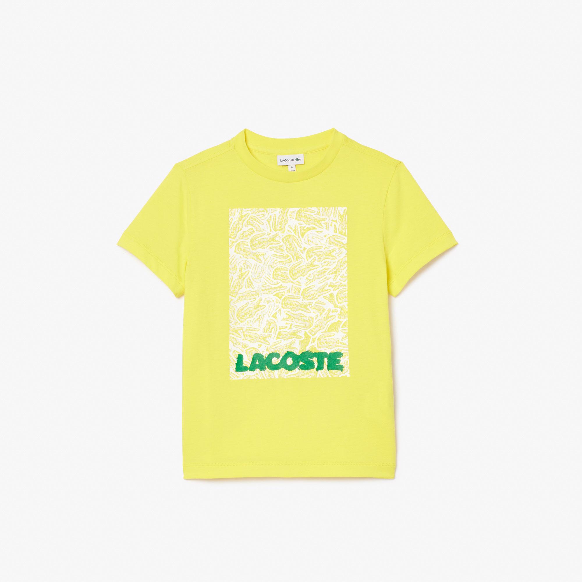 Lacoste Çocuk Bisiklet Yaka Baskılı Sarı T-Shirt