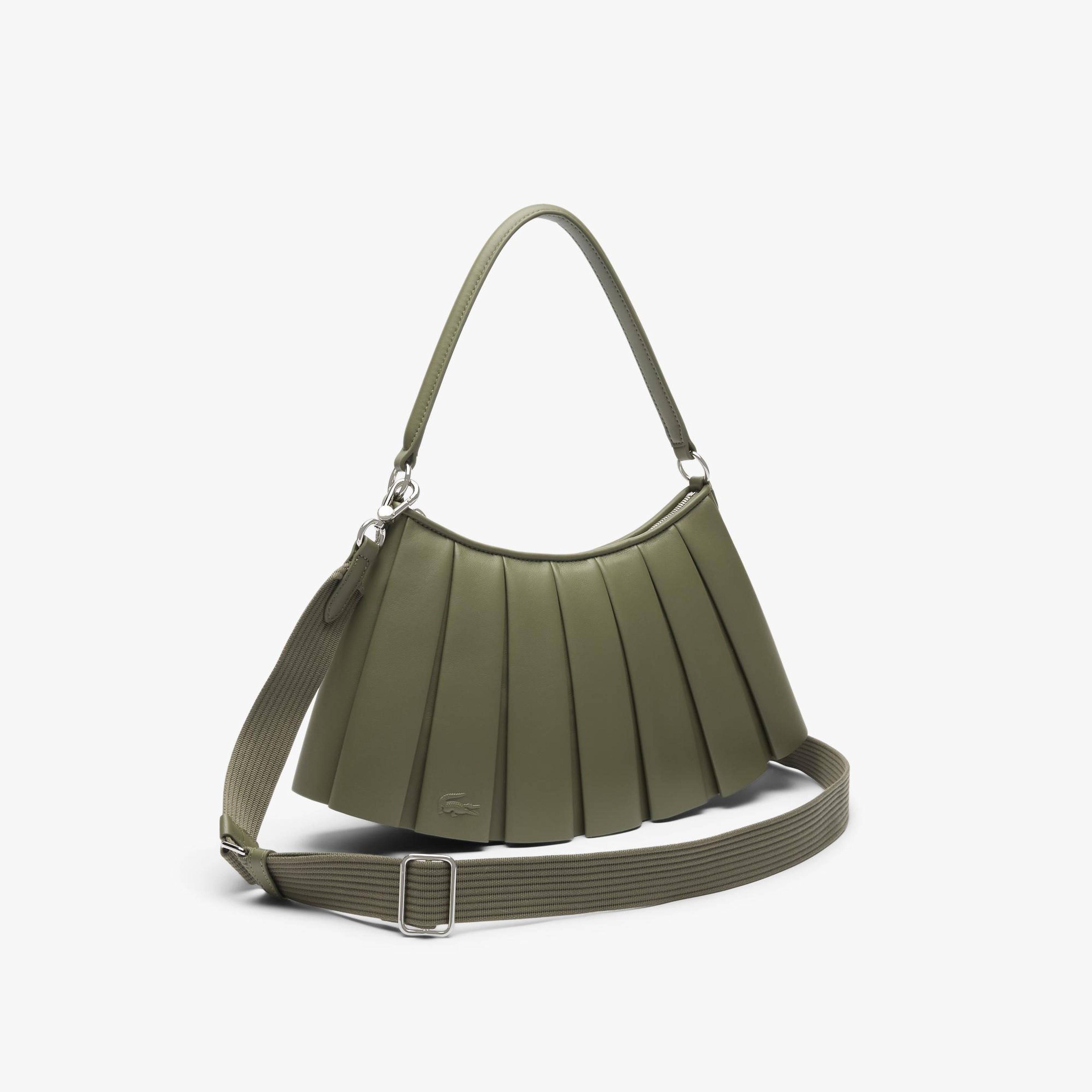 Lacoste Medium Lenglen Kadın Deri Haki Omuz Çantası