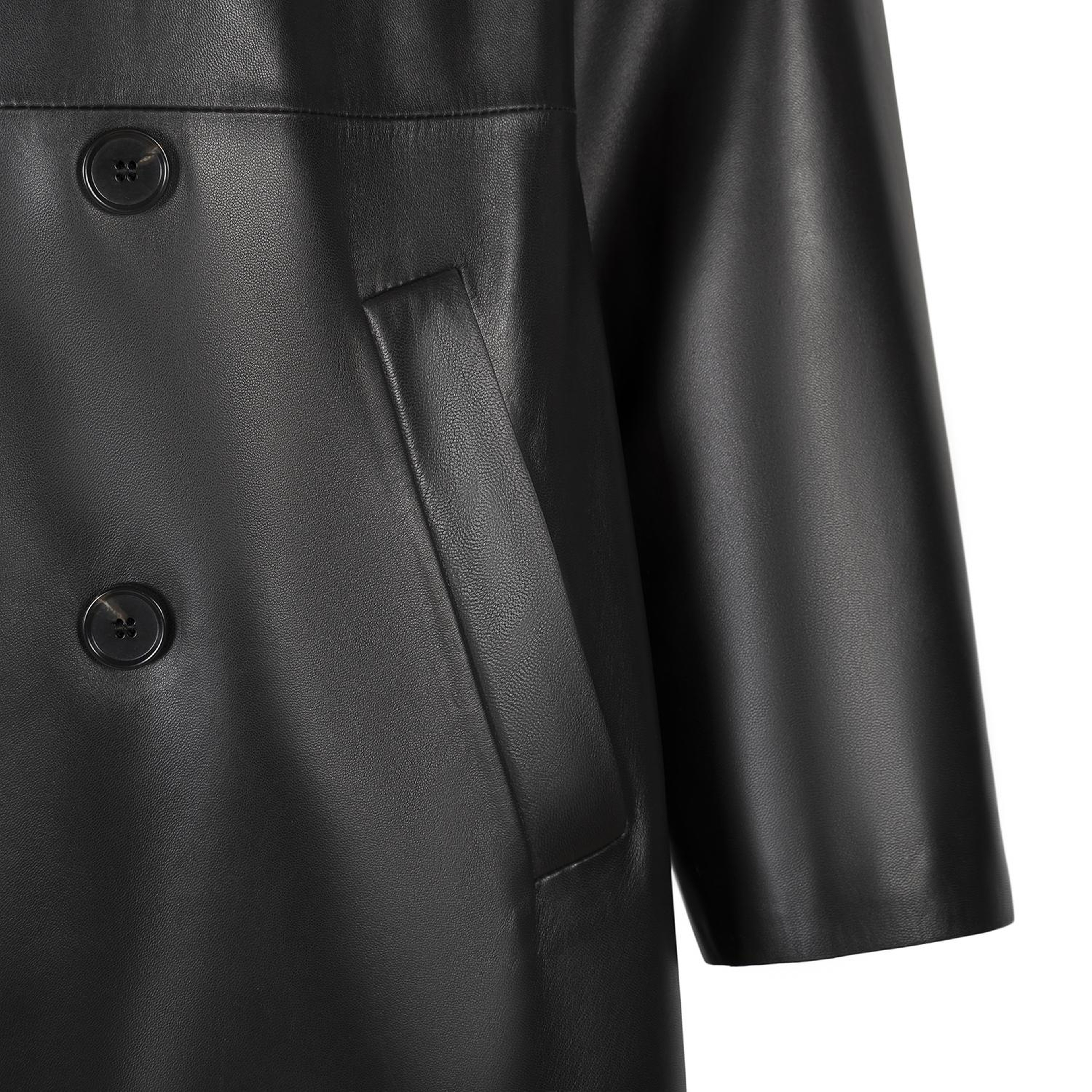 KeinxDesa Siyah Unisex Deri Trençkot