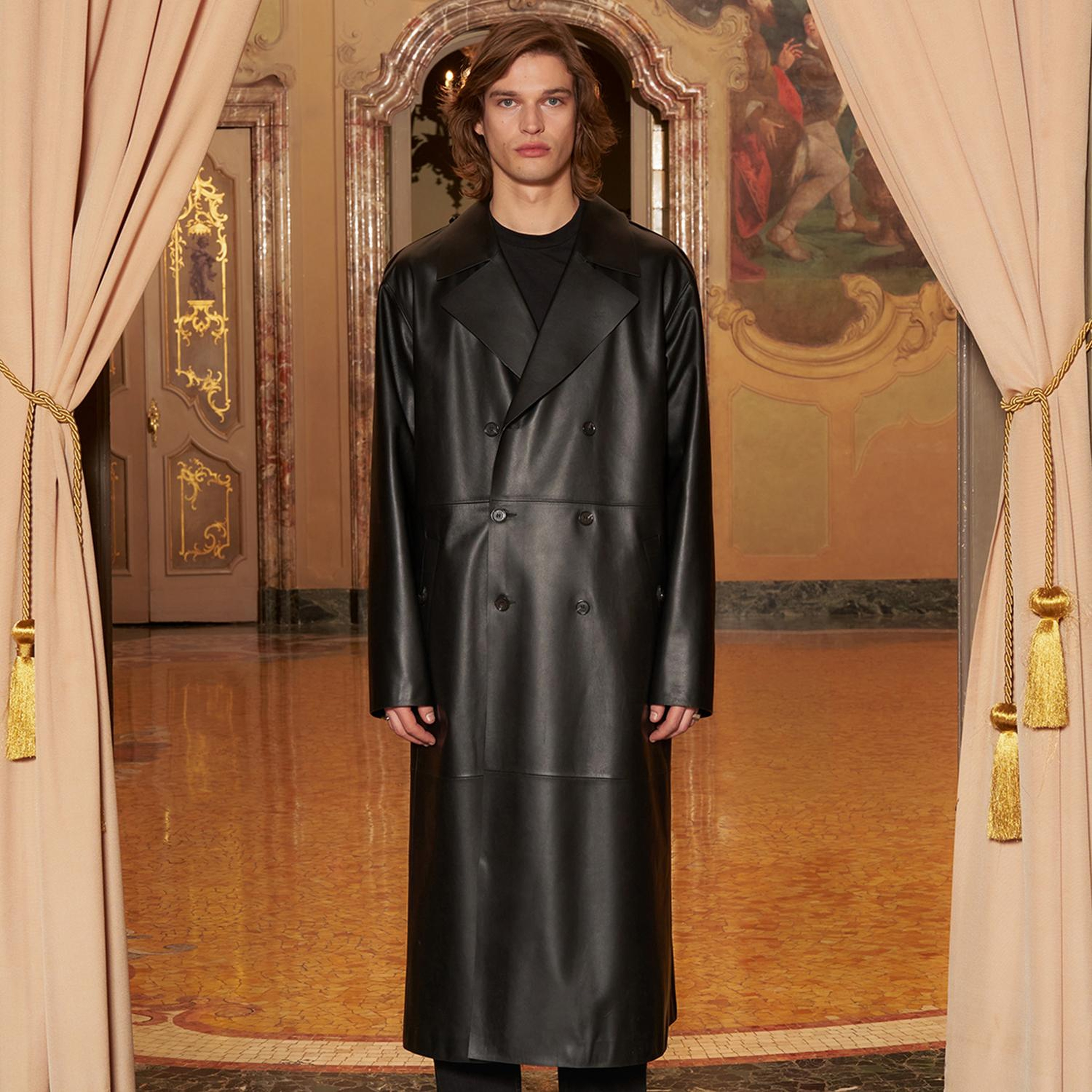 KeinxDesa Siyah Unisex Deri Trençkot