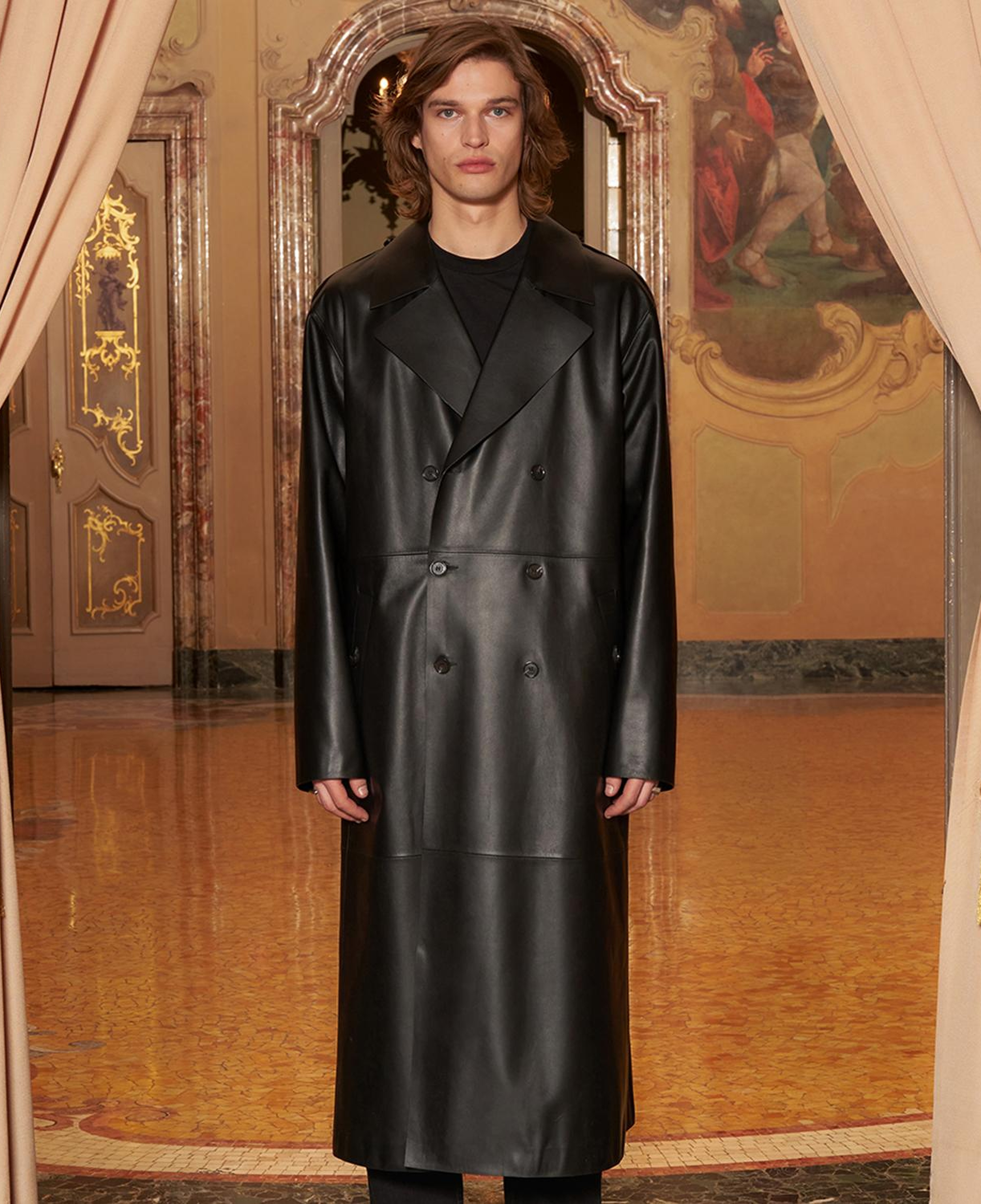 KeinxDesa Siyah Unisex Deri Trençkot