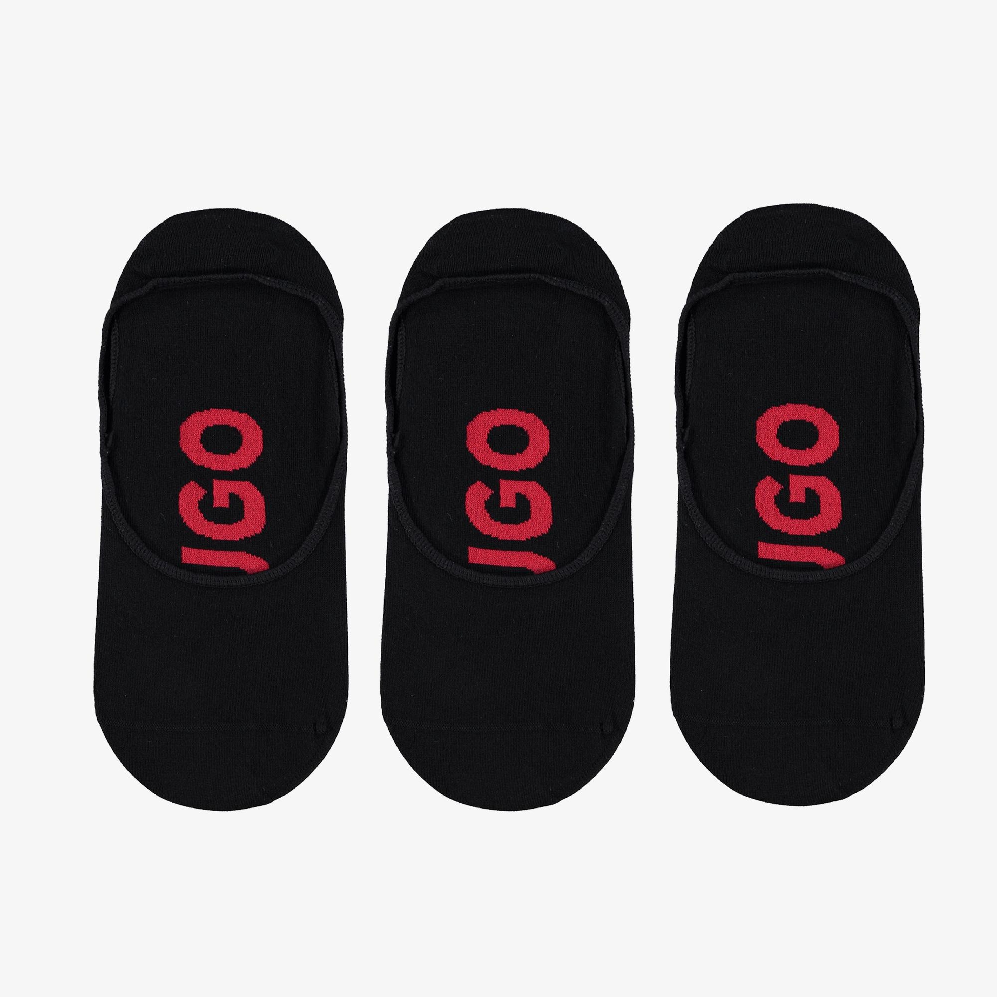 Hugo Logo Erkek Siyah 3'Lü Çorap