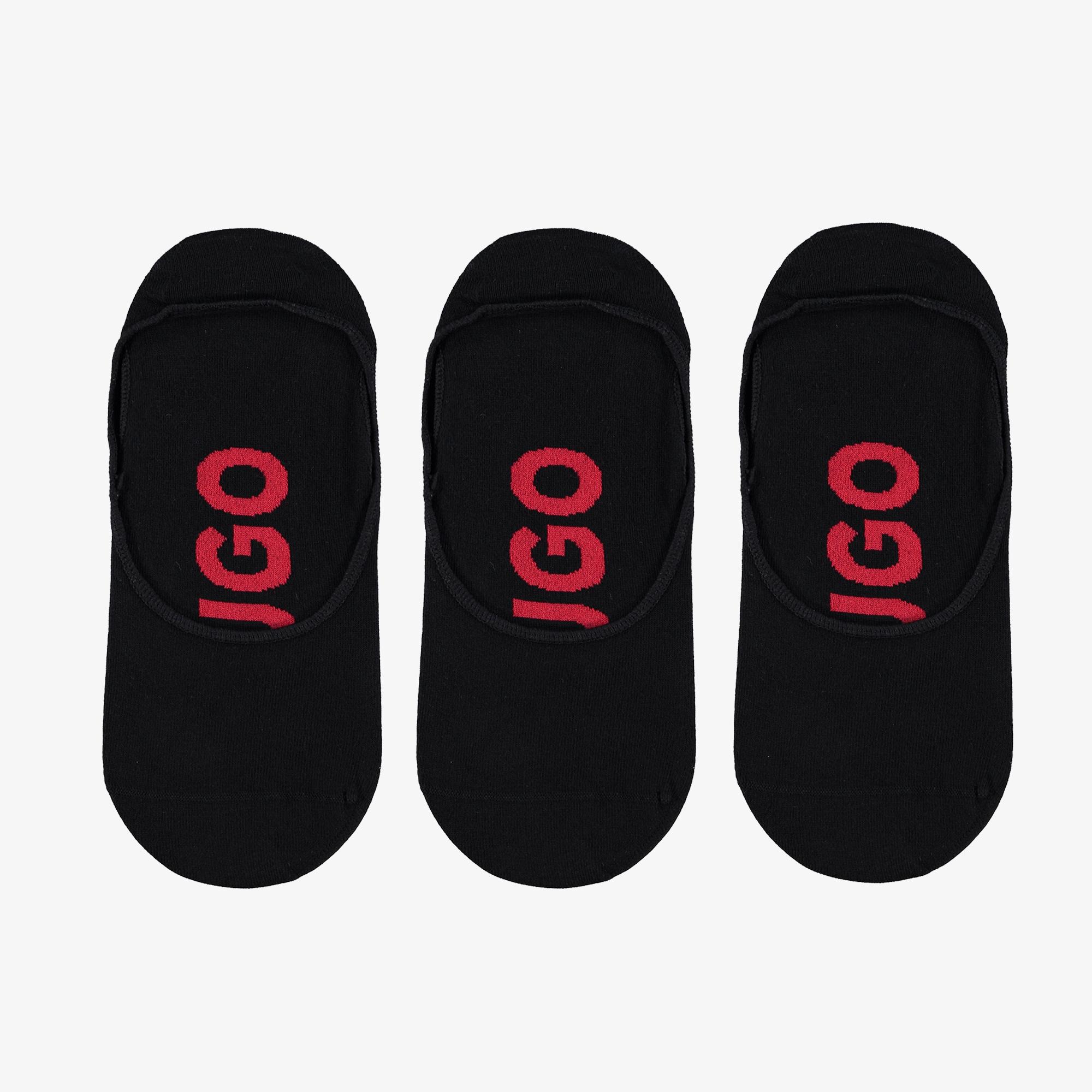 Hugo Logo Erkek Siyah 3'Lü Çorap