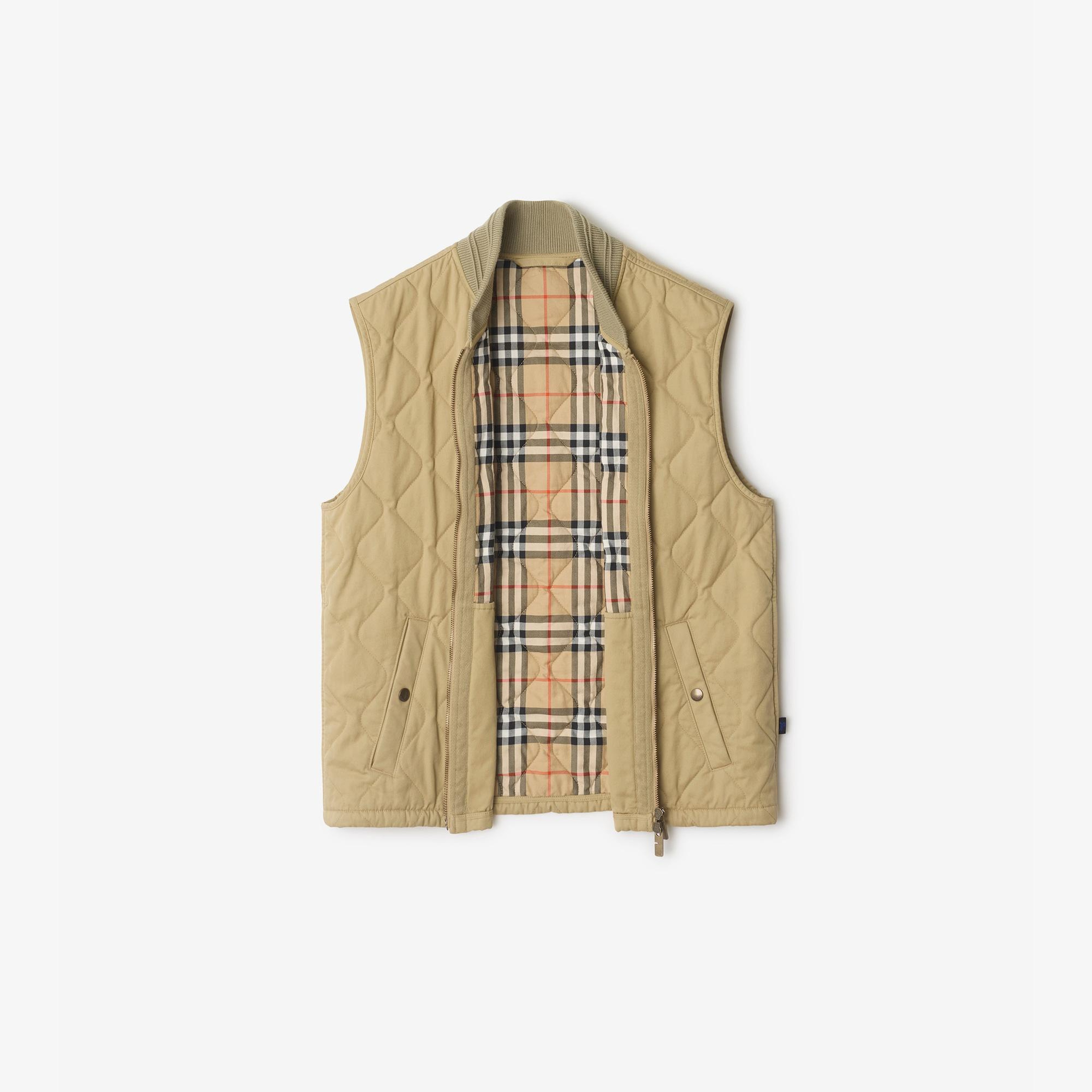 Burberry Quilted Gabardine Gilet Erkek Bej Yelek