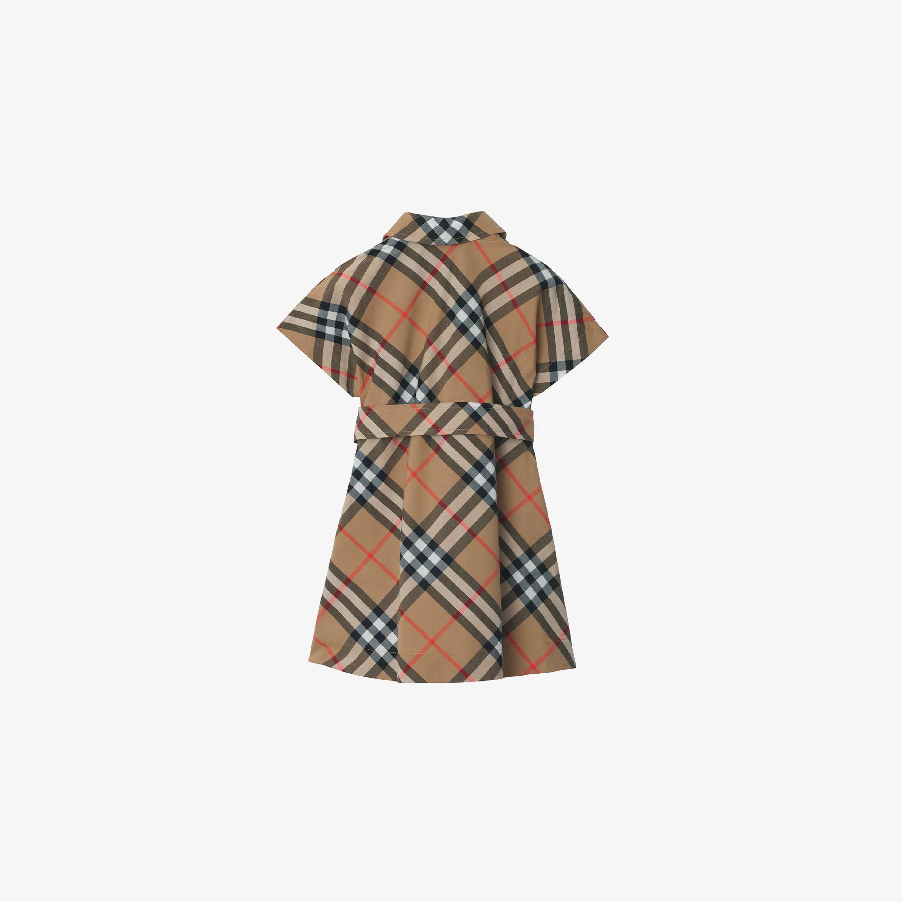 Burberry Check Pamuklu Çocuk Bej Elbise
